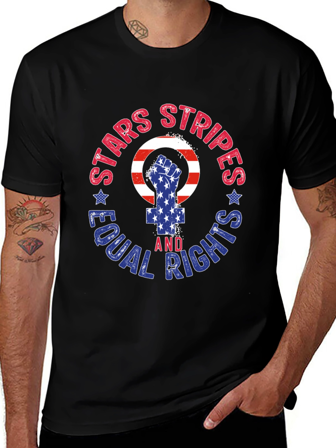 Stars Stripes Equal Rights Graphic T-Shirt
