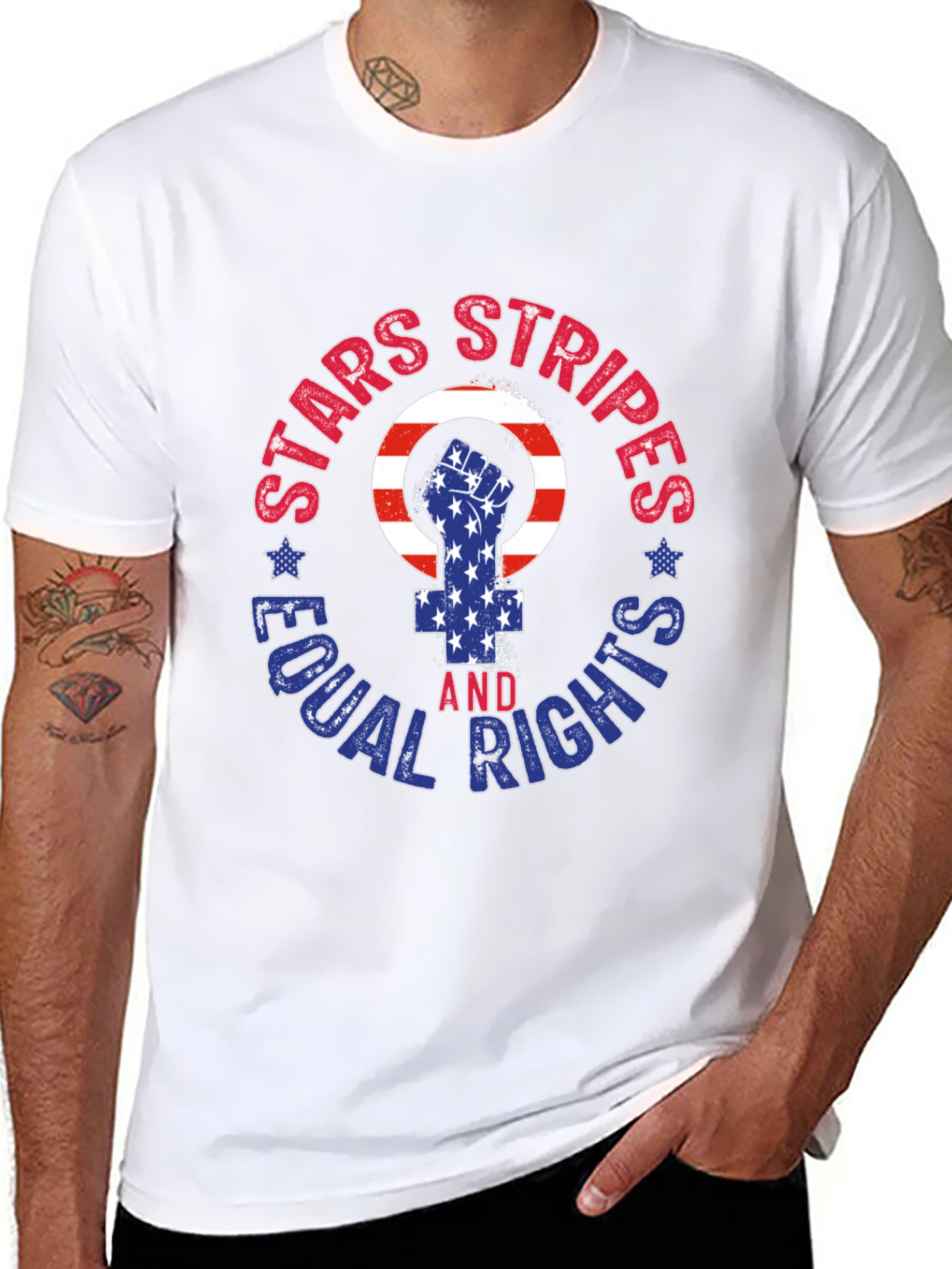 Stars Stripes Equal Rights Graphic T-Shirt