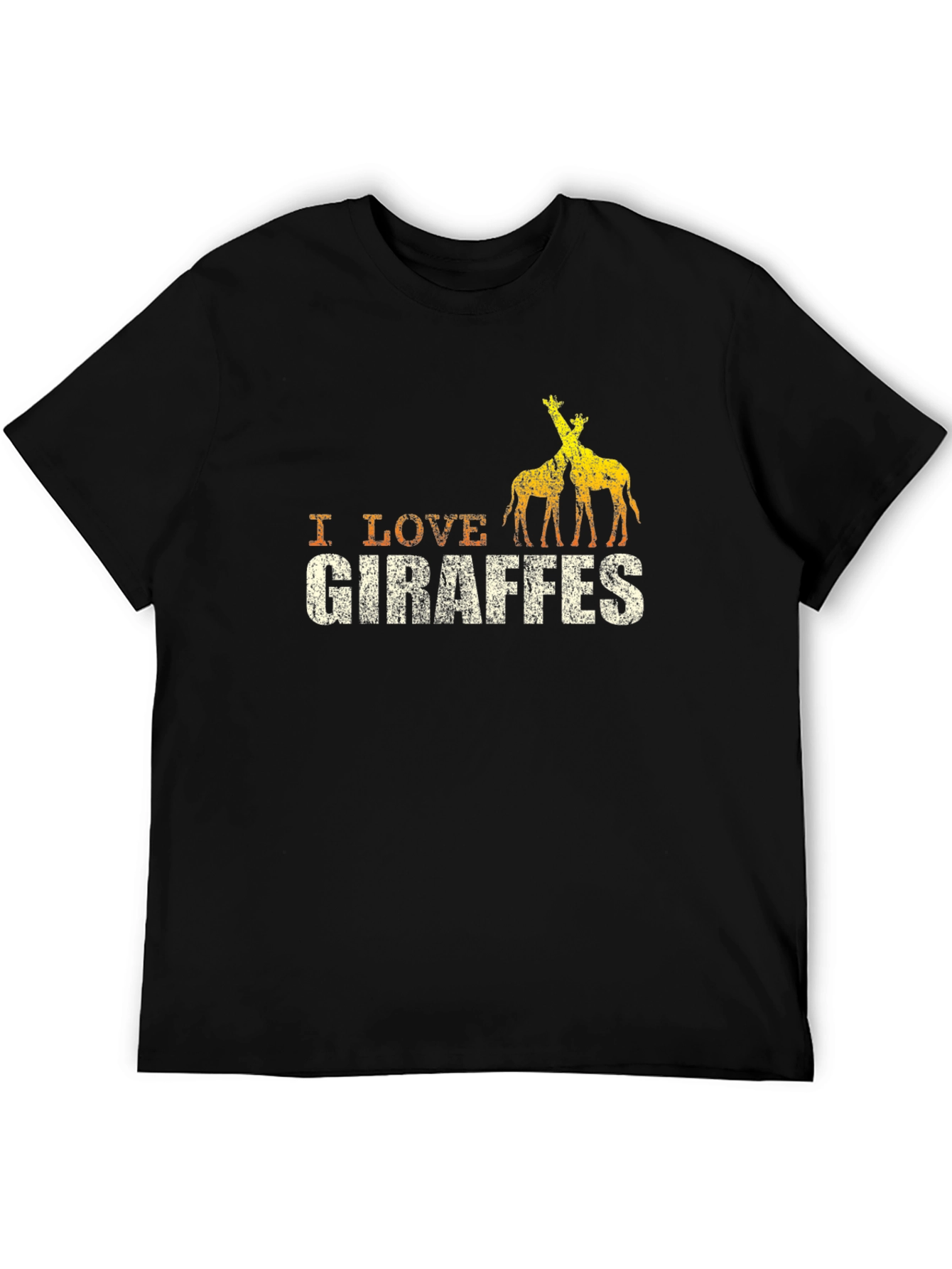 I Love Giraffes Black T-Shirt