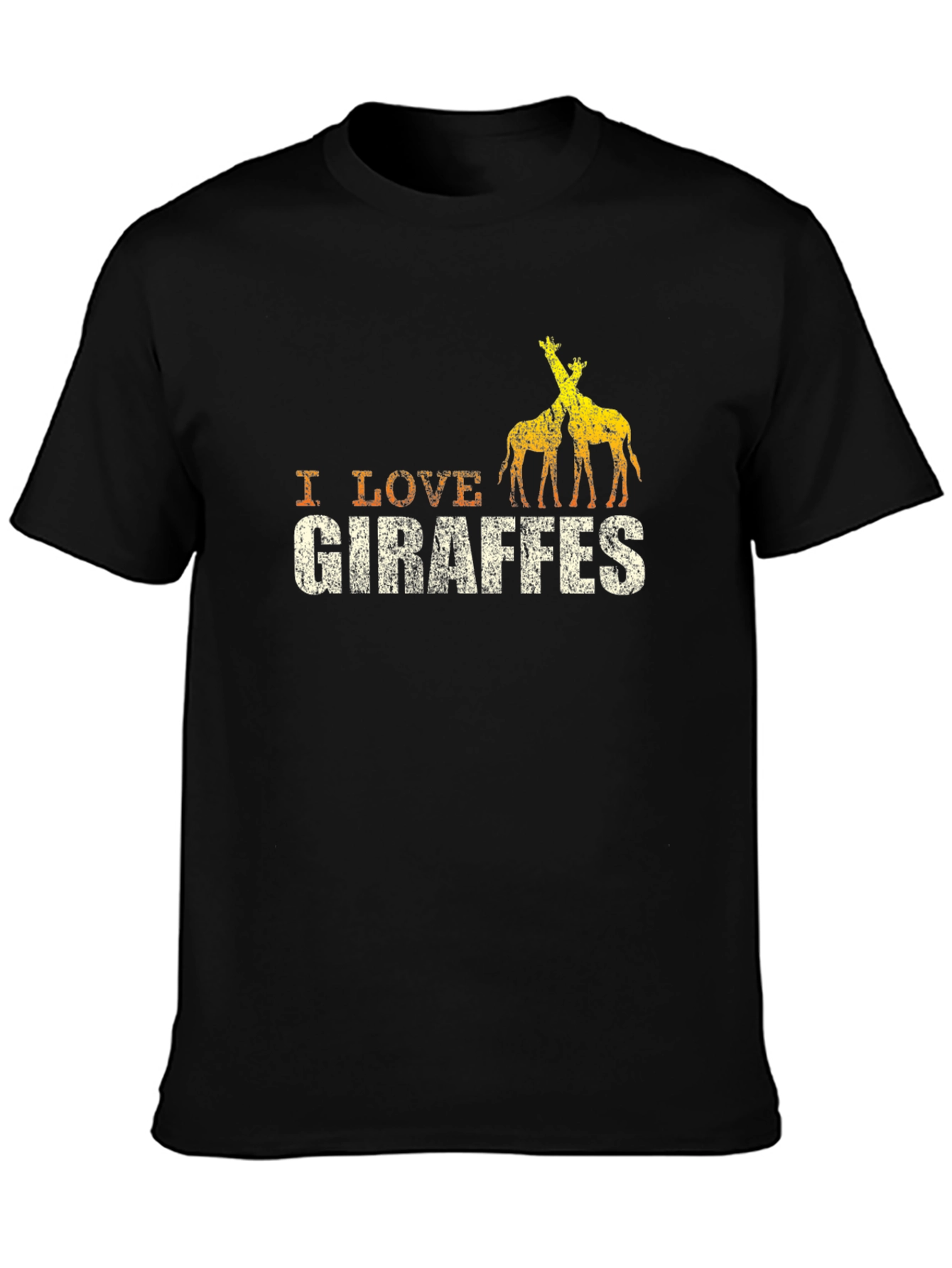 I Love Giraffes Black T-Shirt