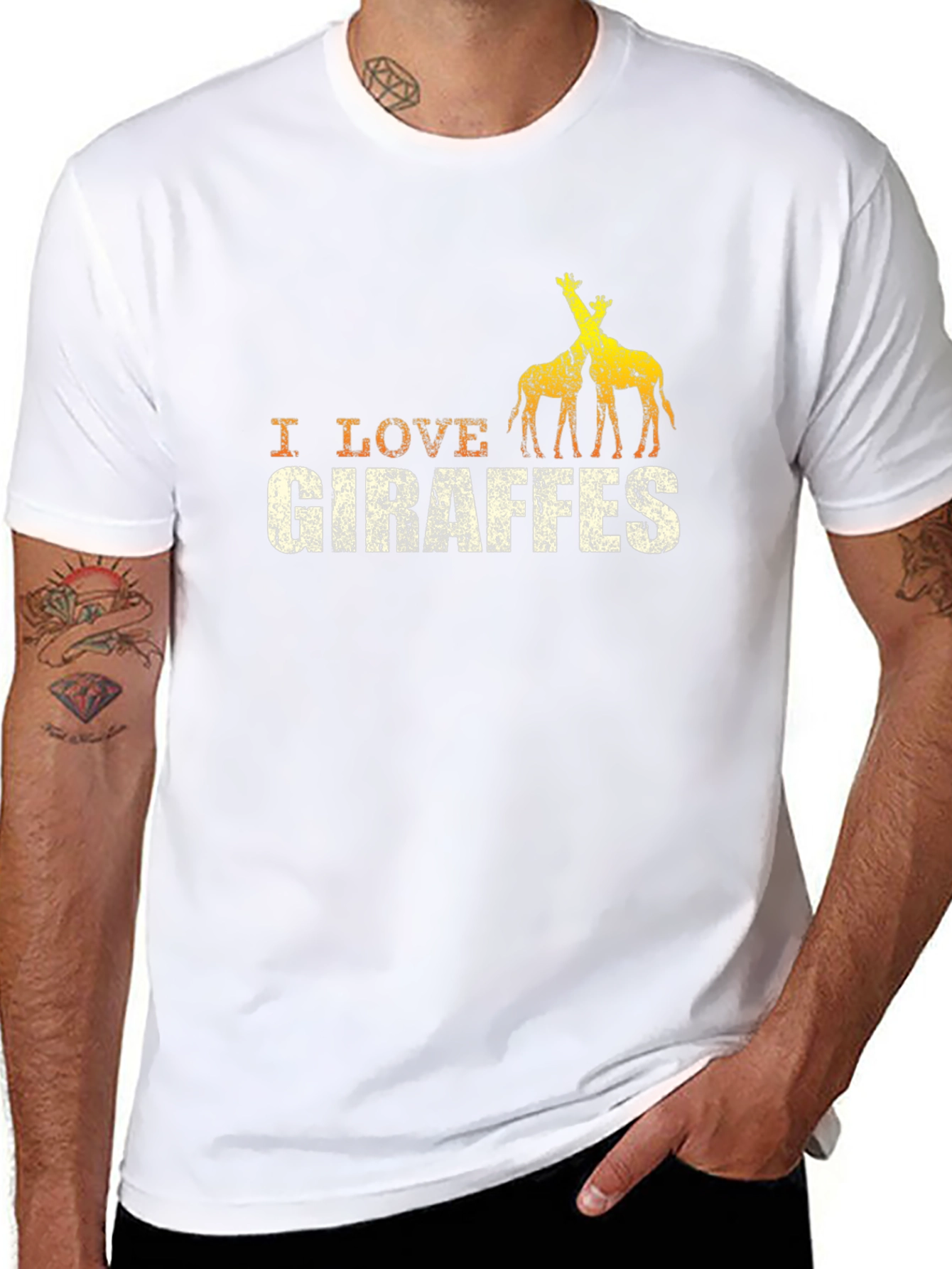 I Love Giraffes Black T-Shirt