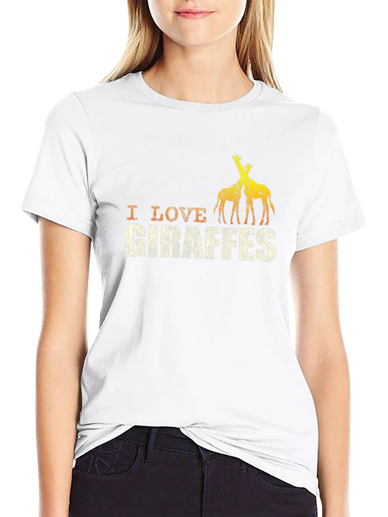 I Love Giraffes Black T-Shirt