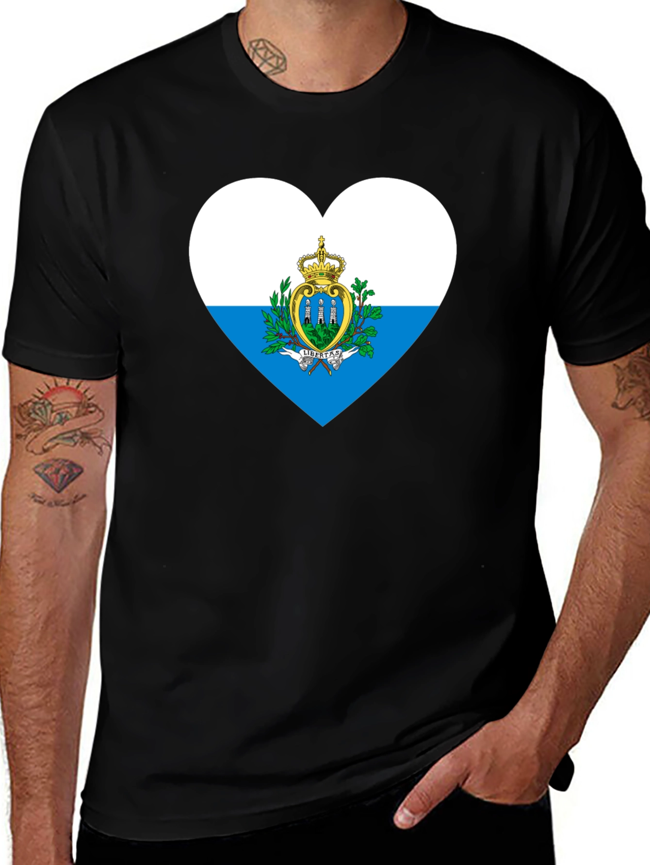 San Marino Flag Heart T-Shirt