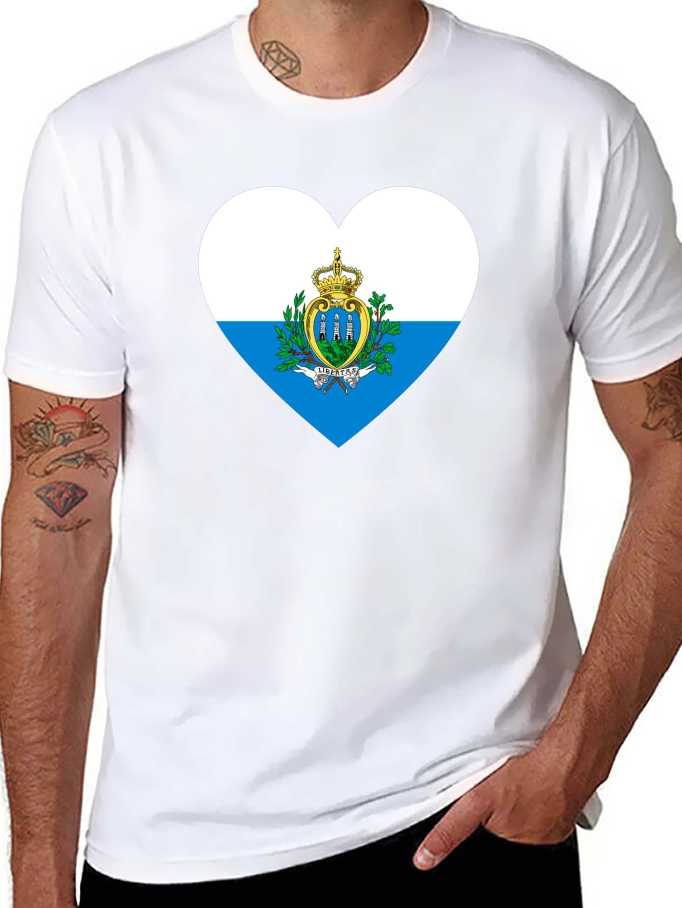 San Marino Flag Heart T-Shirt