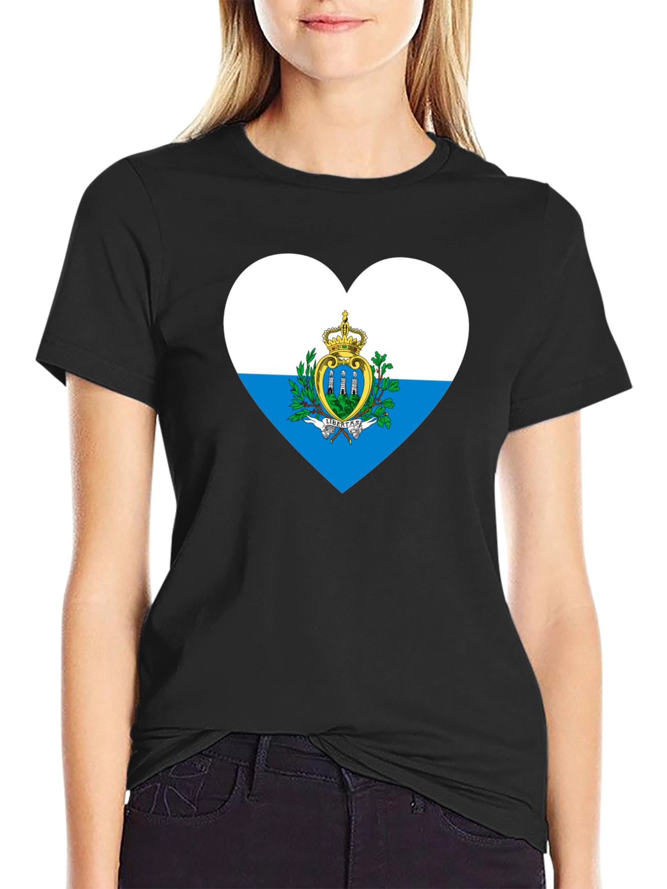 San Marino Flag Heart T-Shirt