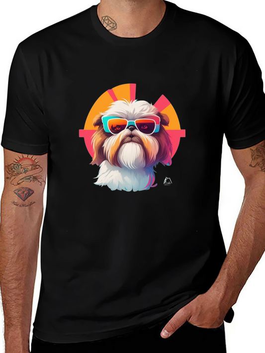 Shih Tzu Sunglasses Retro T-Shirt – Stylish Dog Lover Tee