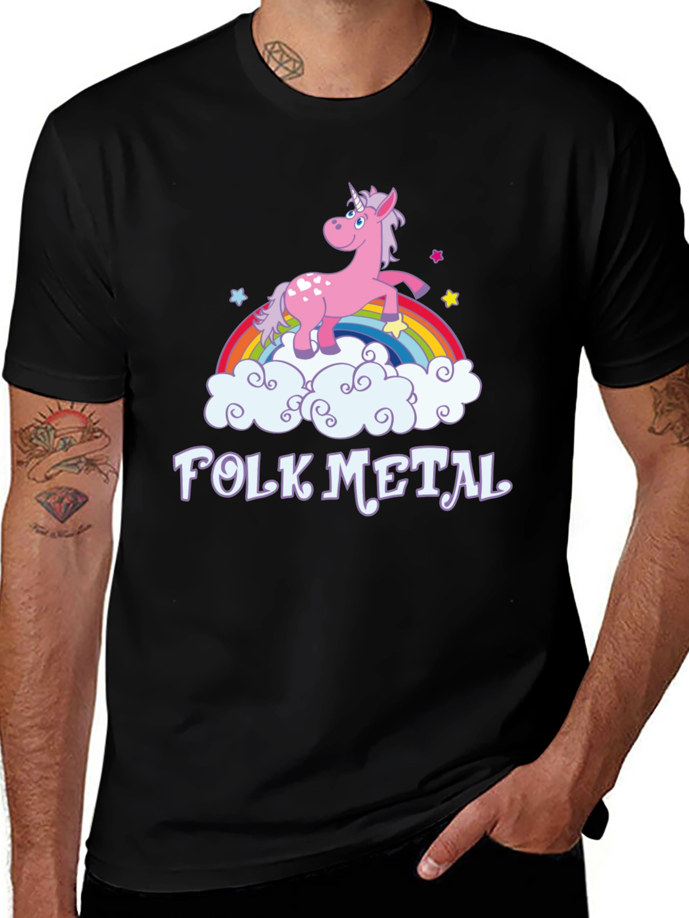 Folk Metal Unicorn Rainbow T-Shirt