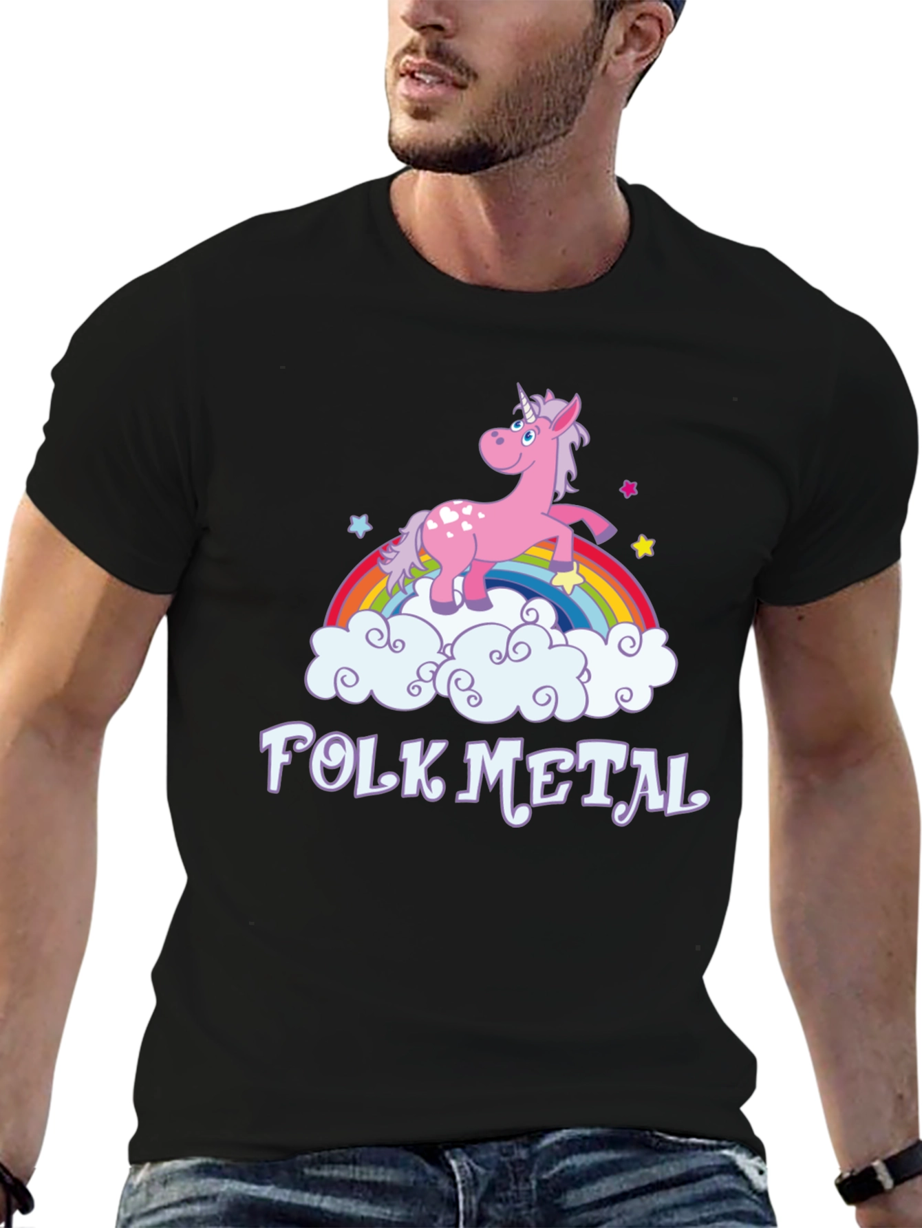 Folk Metal Unicorn Rainbow T-Shirt