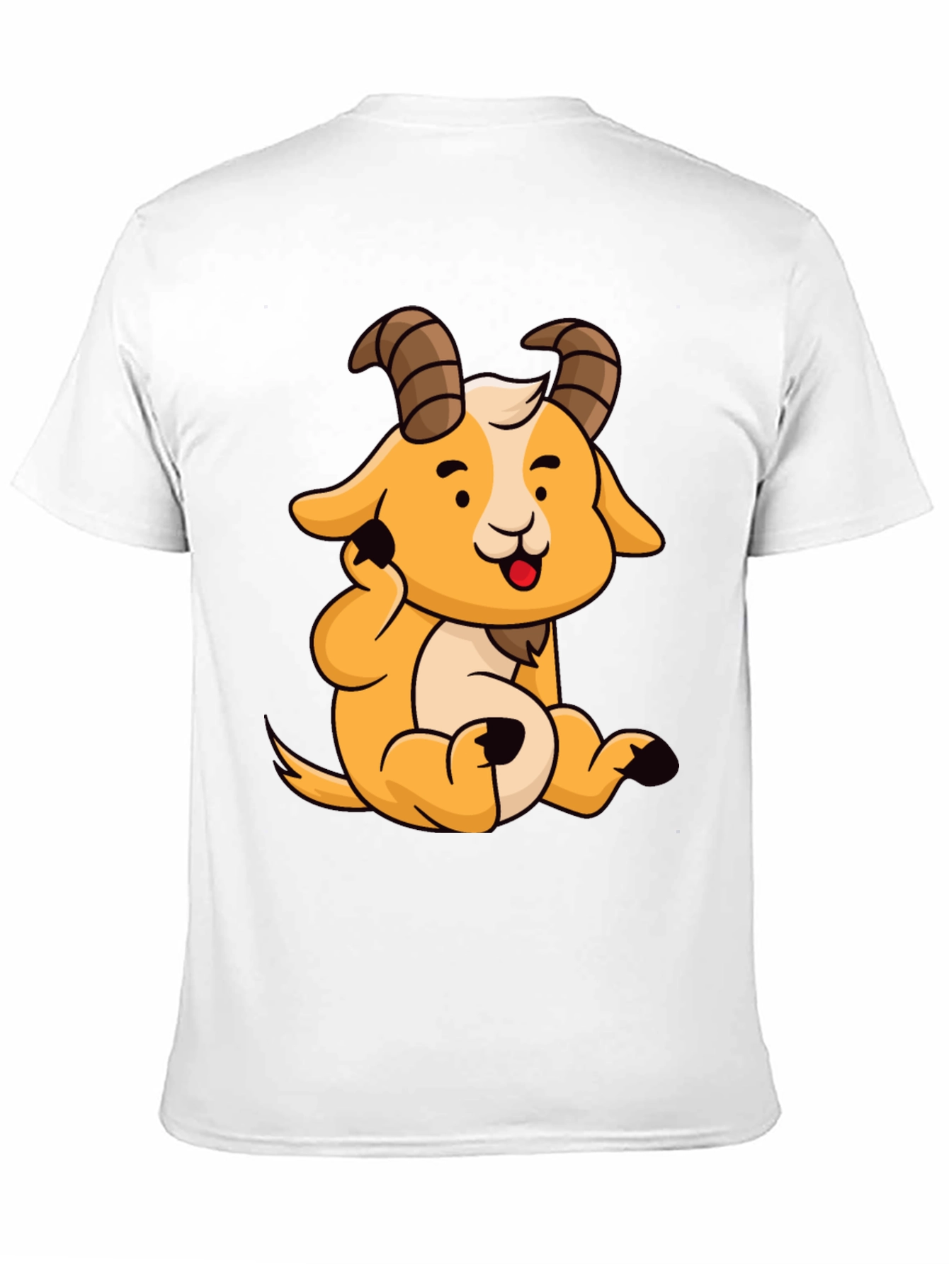 Cute Cartoon Goat Graphic Tee - Black Cotton Shirt