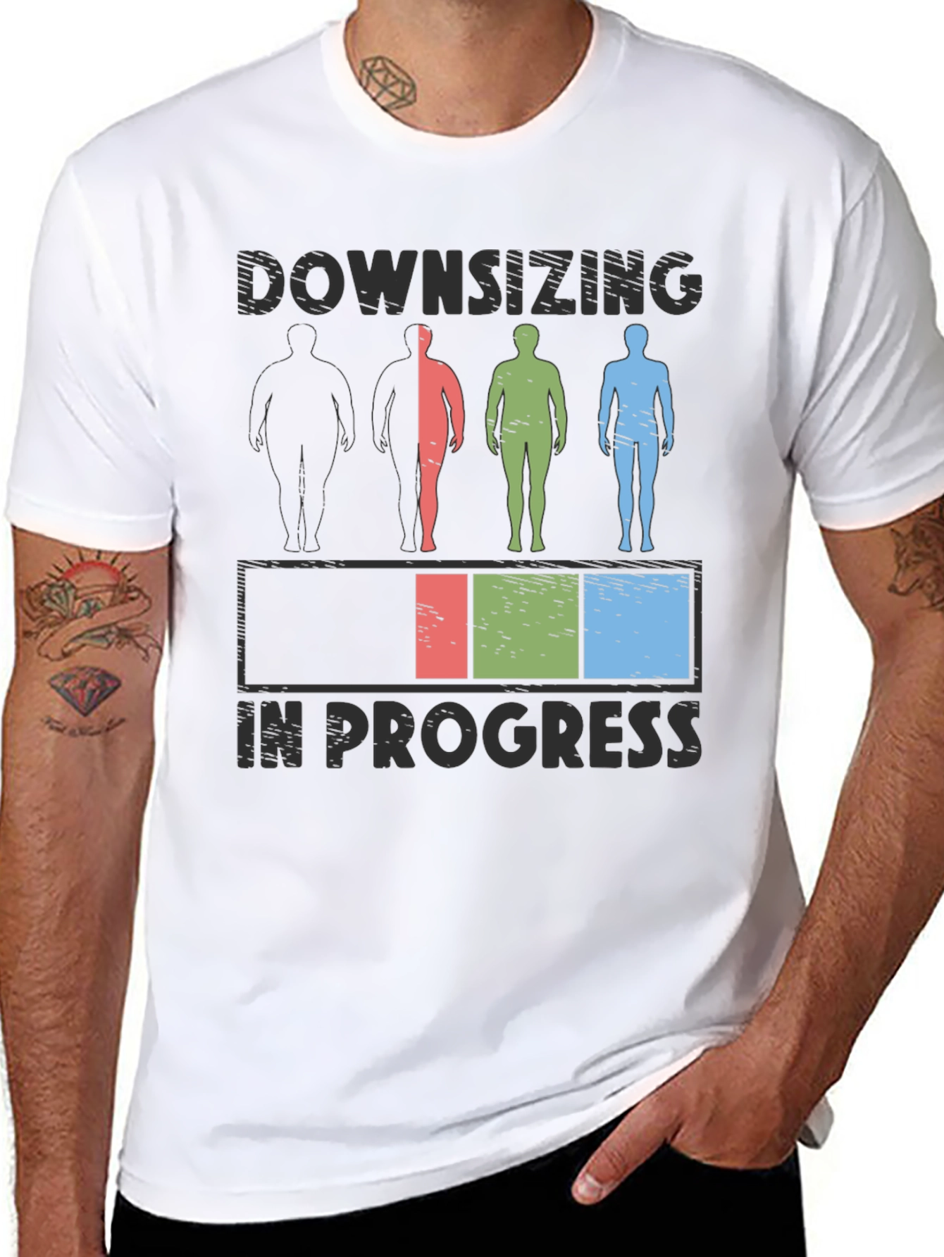 Downsizing In Progress T-Shirt - Weight Loss Humor