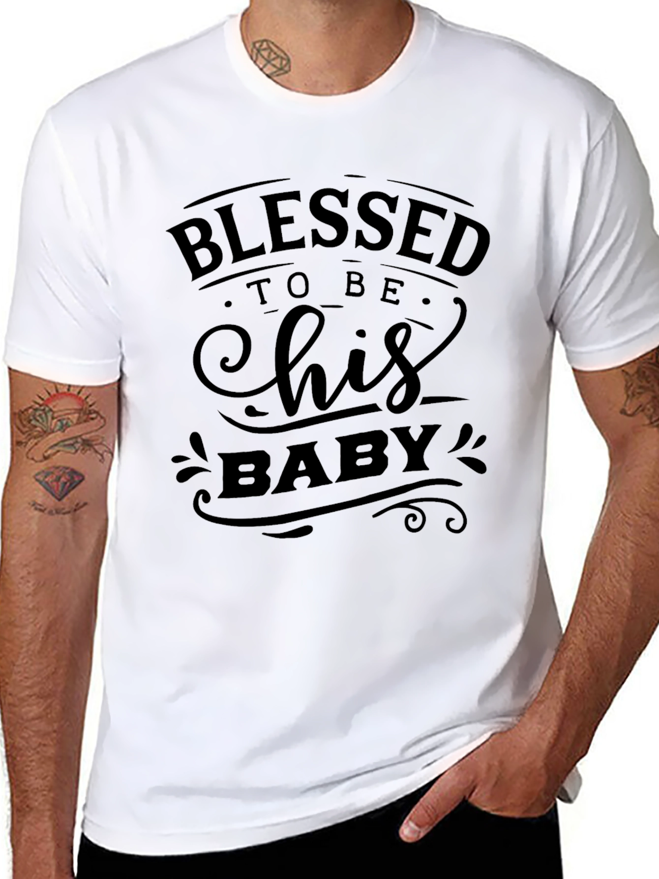 Blessed To Be His Baby Black Graphic T-Shirt