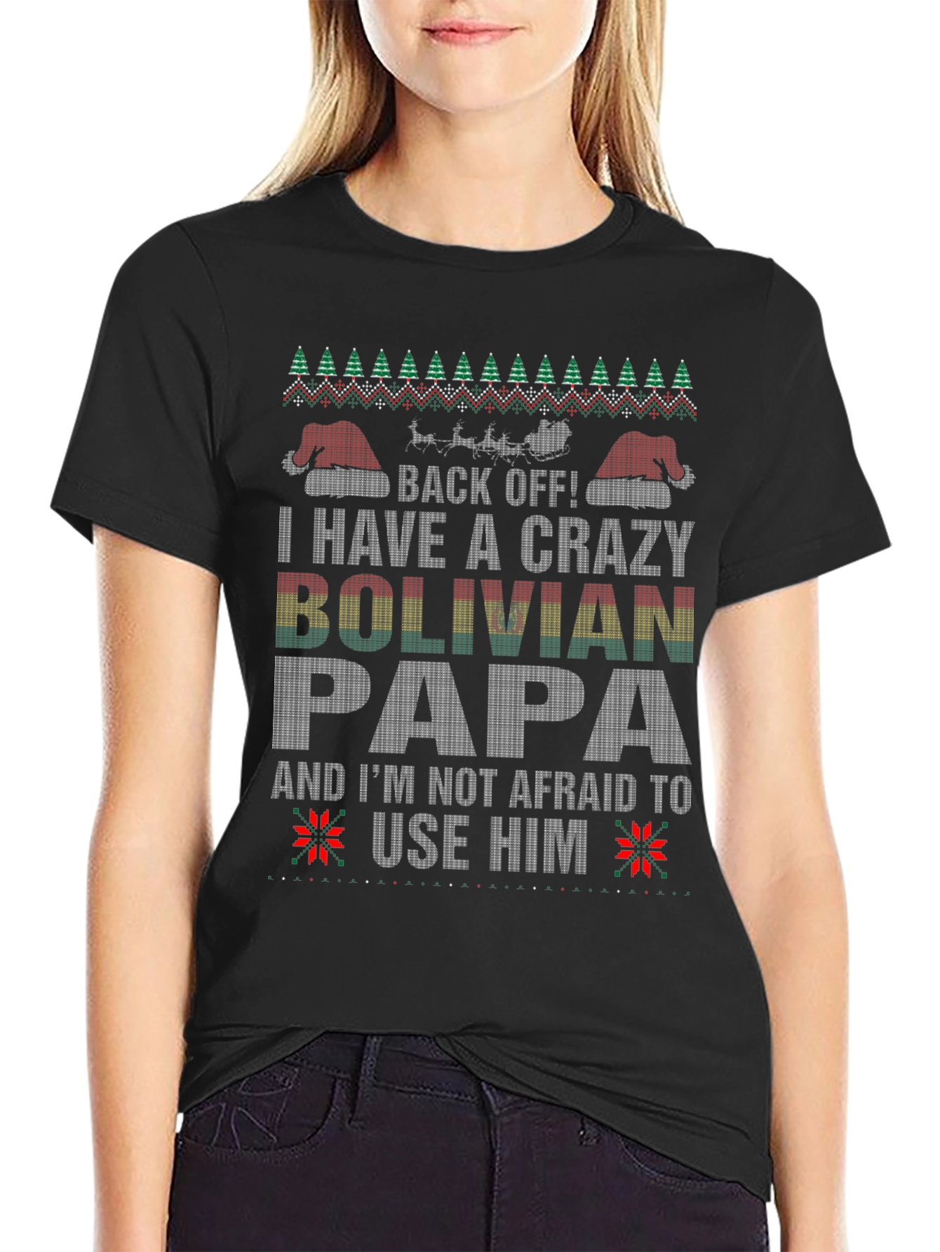 Crazy Bolivian Papa Christmas T-Shirt