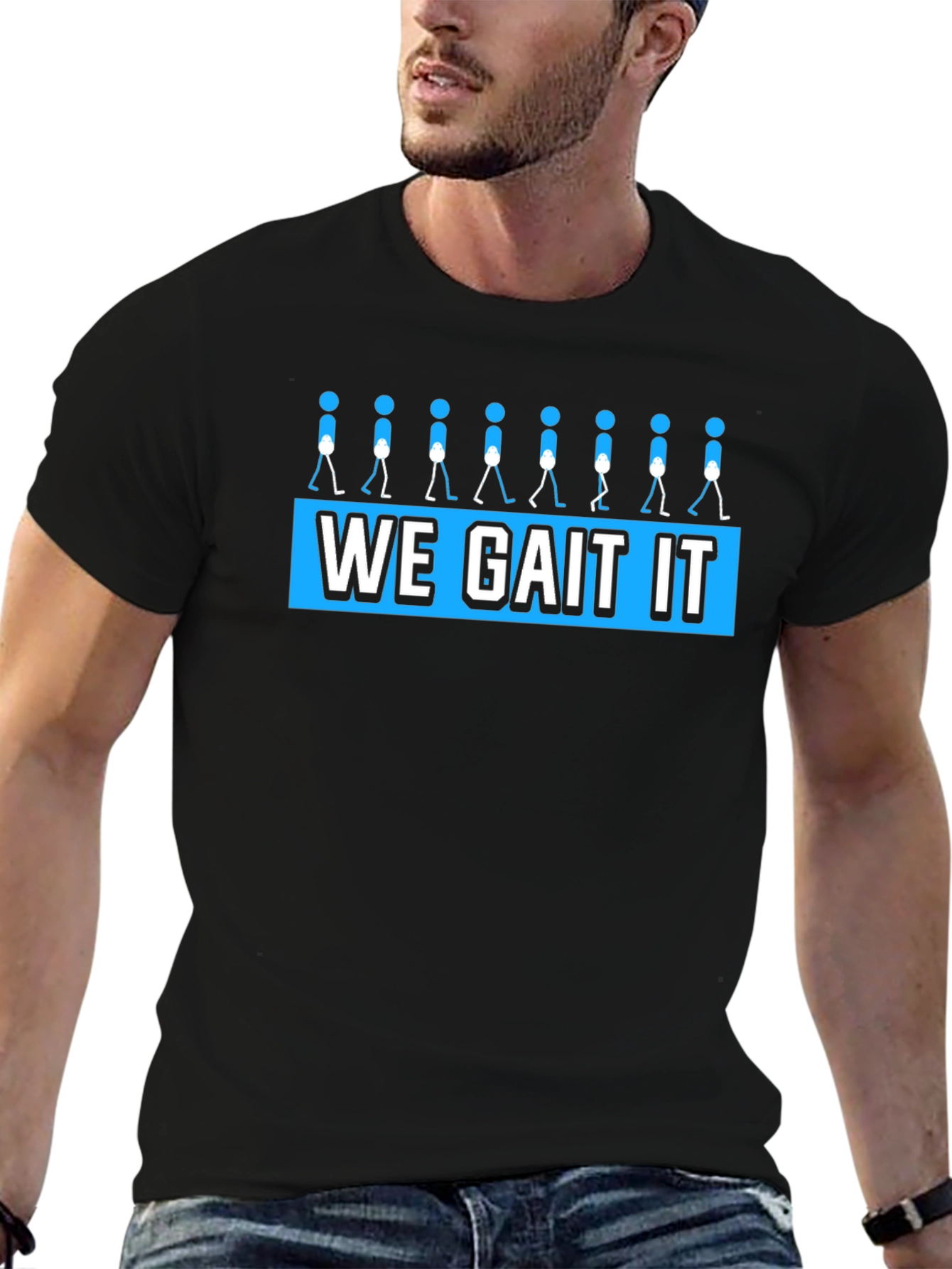 Funny We Gait It Walking Stick Figure Black T-Shirt