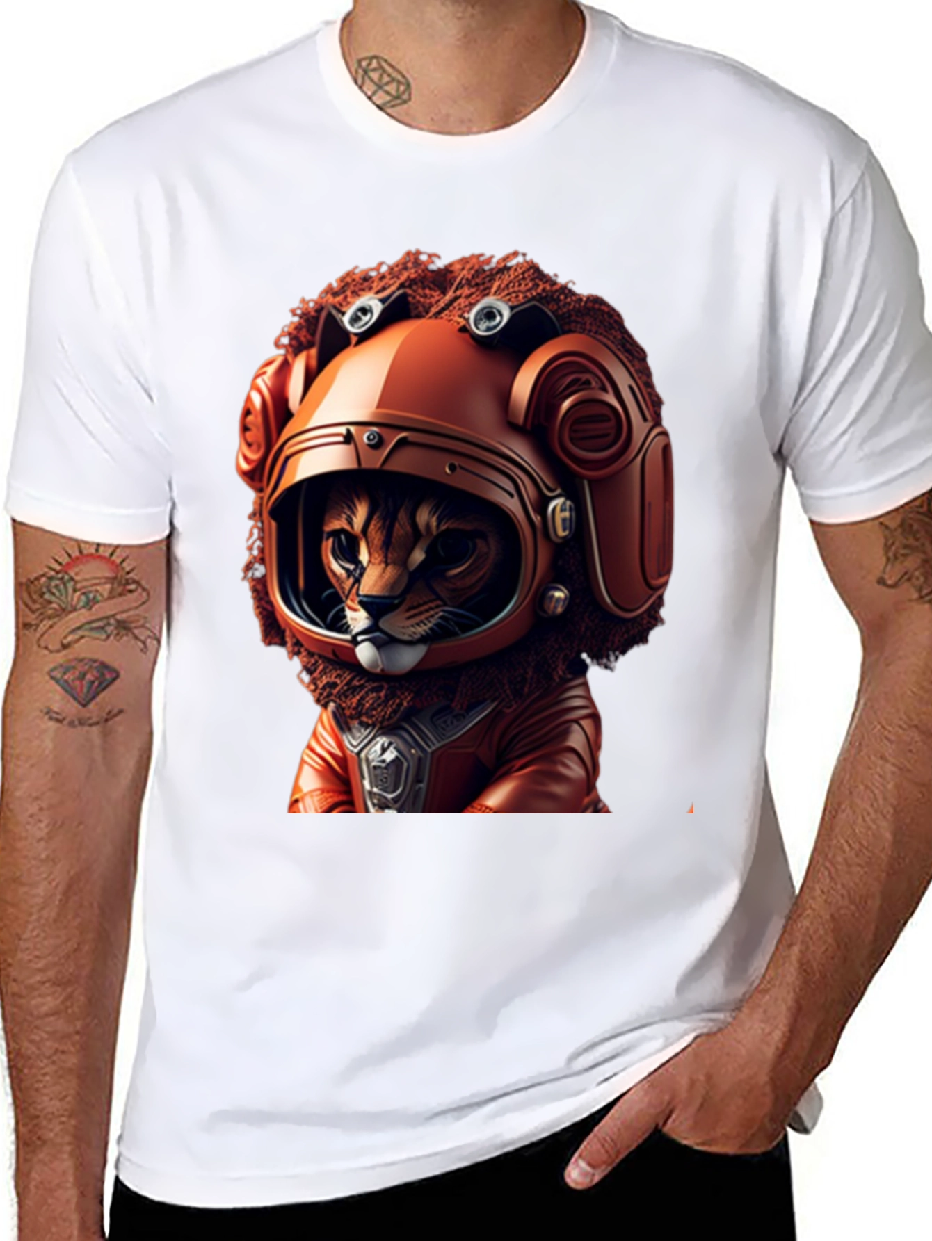 Cat Astronaut Graphic Black T-Shirt