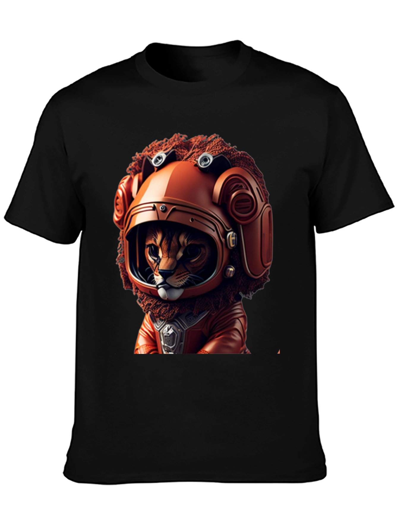 Cat Astronaut Graphic Black T-Shirt