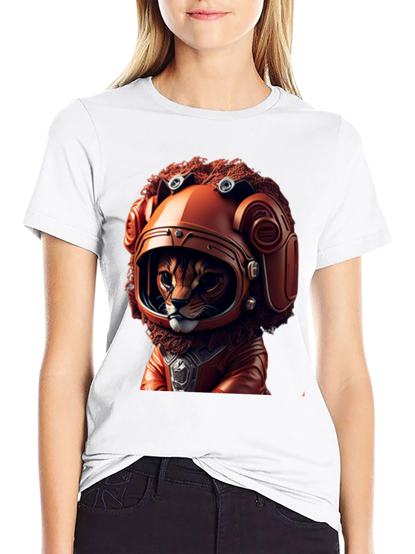 Cat Astronaut Graphic Black T-Shirt