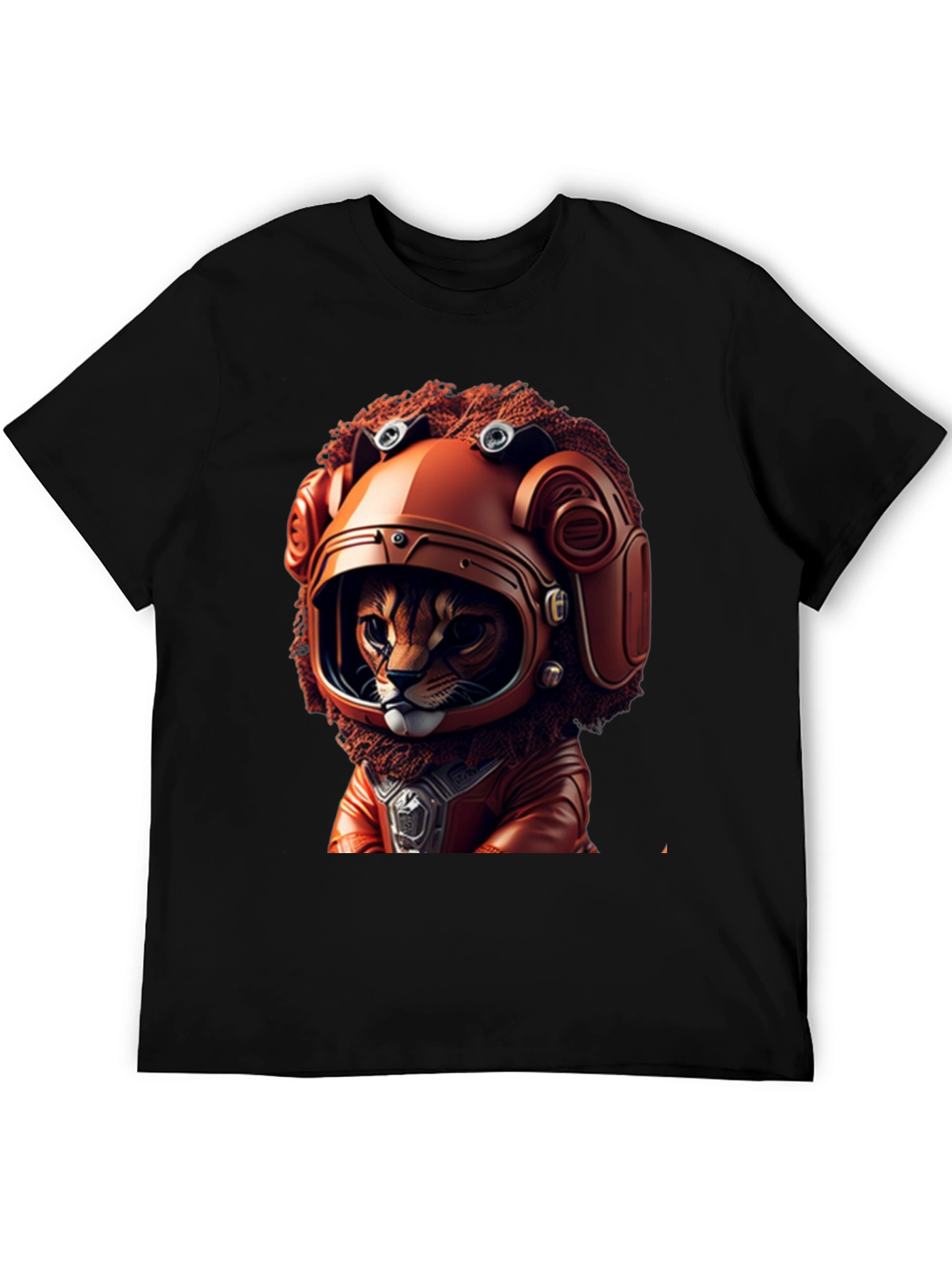 Cat Astronaut Graphic Black T-Shirt