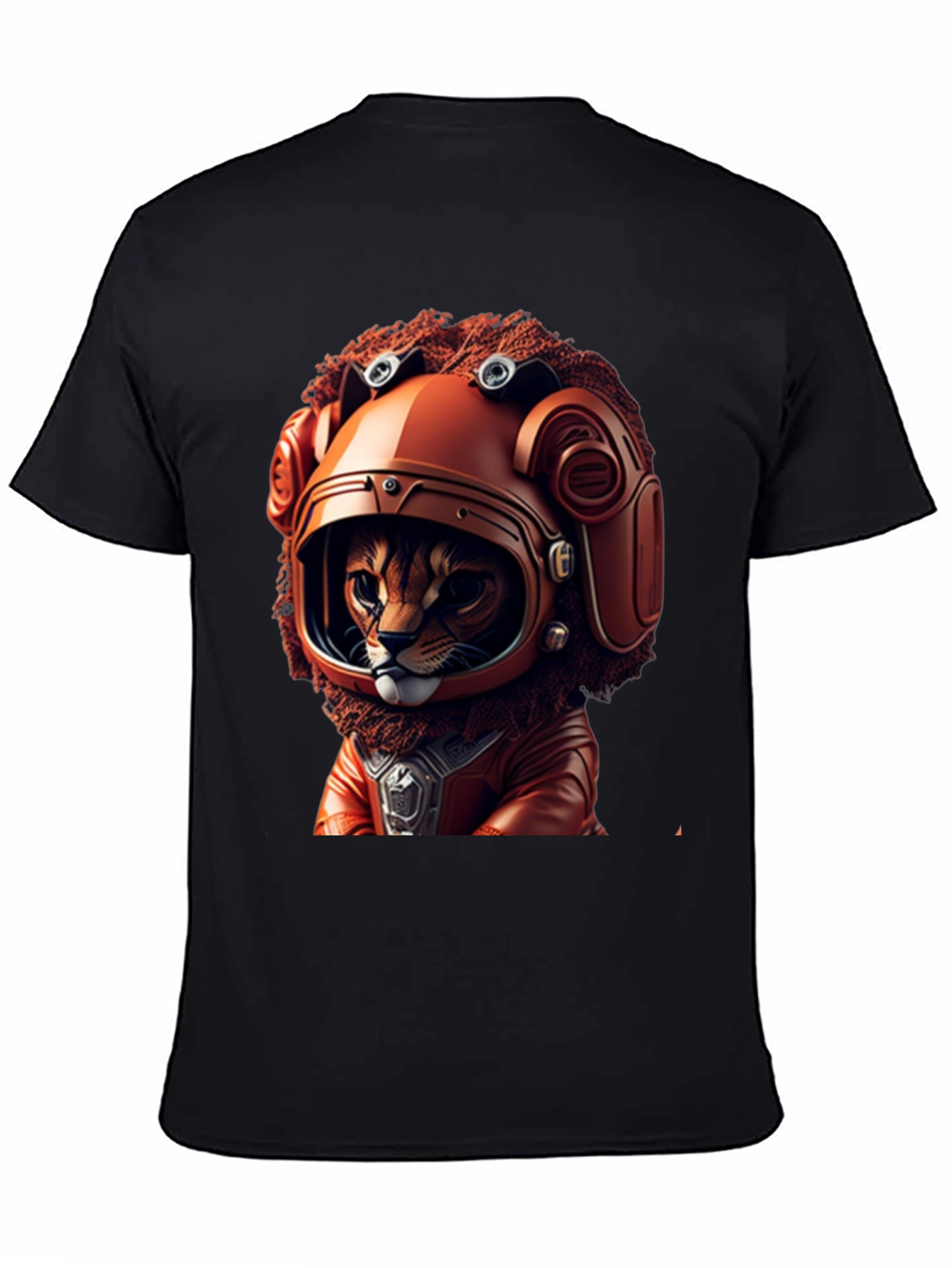 Cat Astronaut Graphic Black T-Shirt