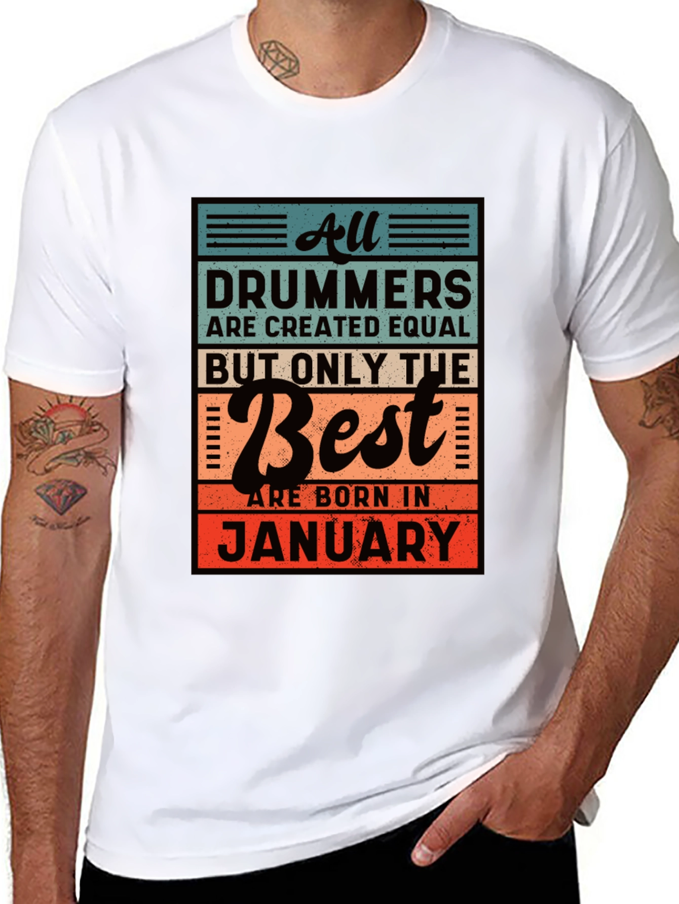 Drummers Born in January Black T-Shirt