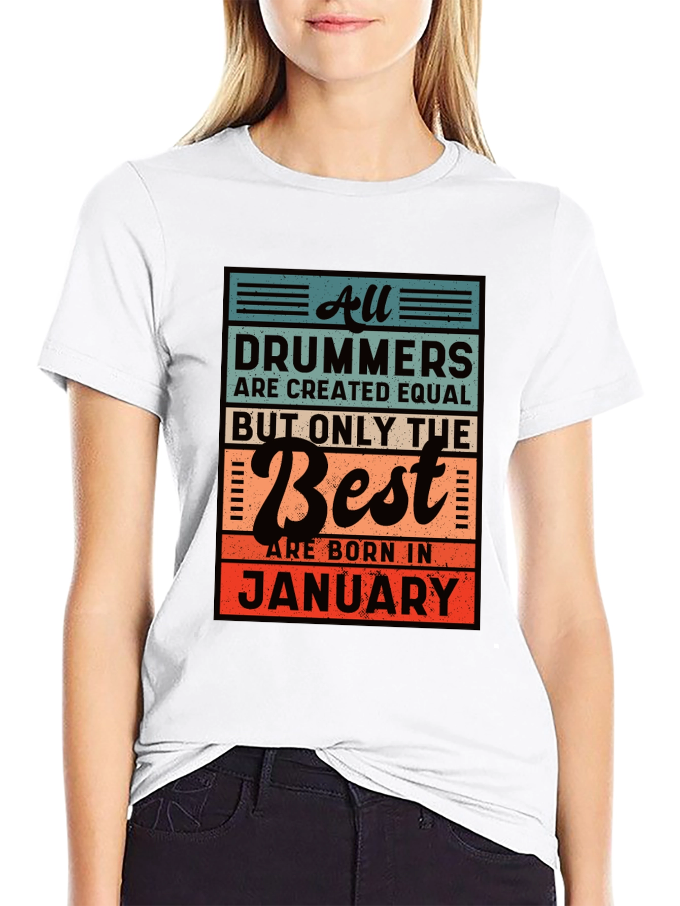 Drummers Born in January Black T-Shirt