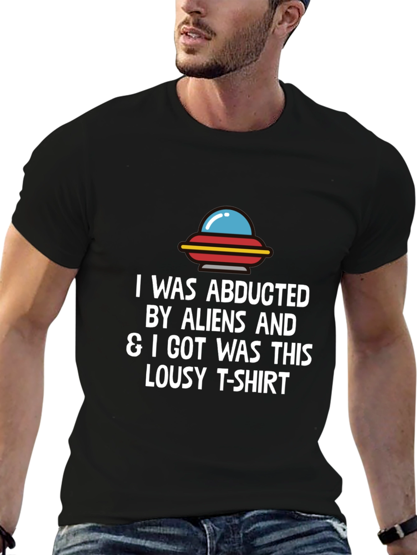 Abducted by Aliens Graphic T-Shirt - Mens Black Tee