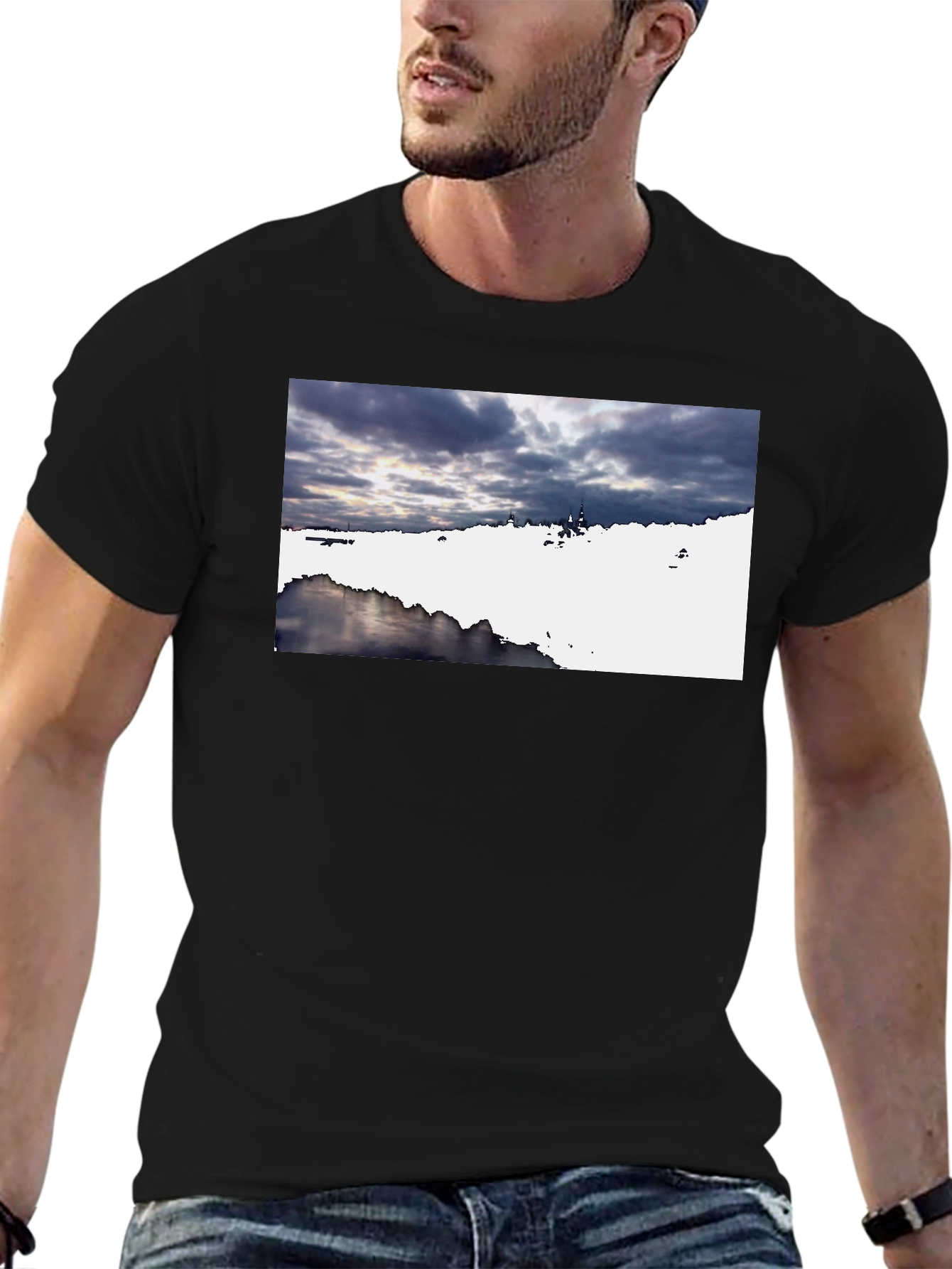 Scenic Landscape Graphic Tee - Black