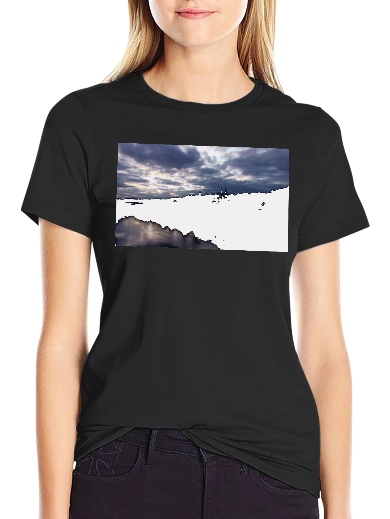 Scenic Landscape Graphic Tee - Black