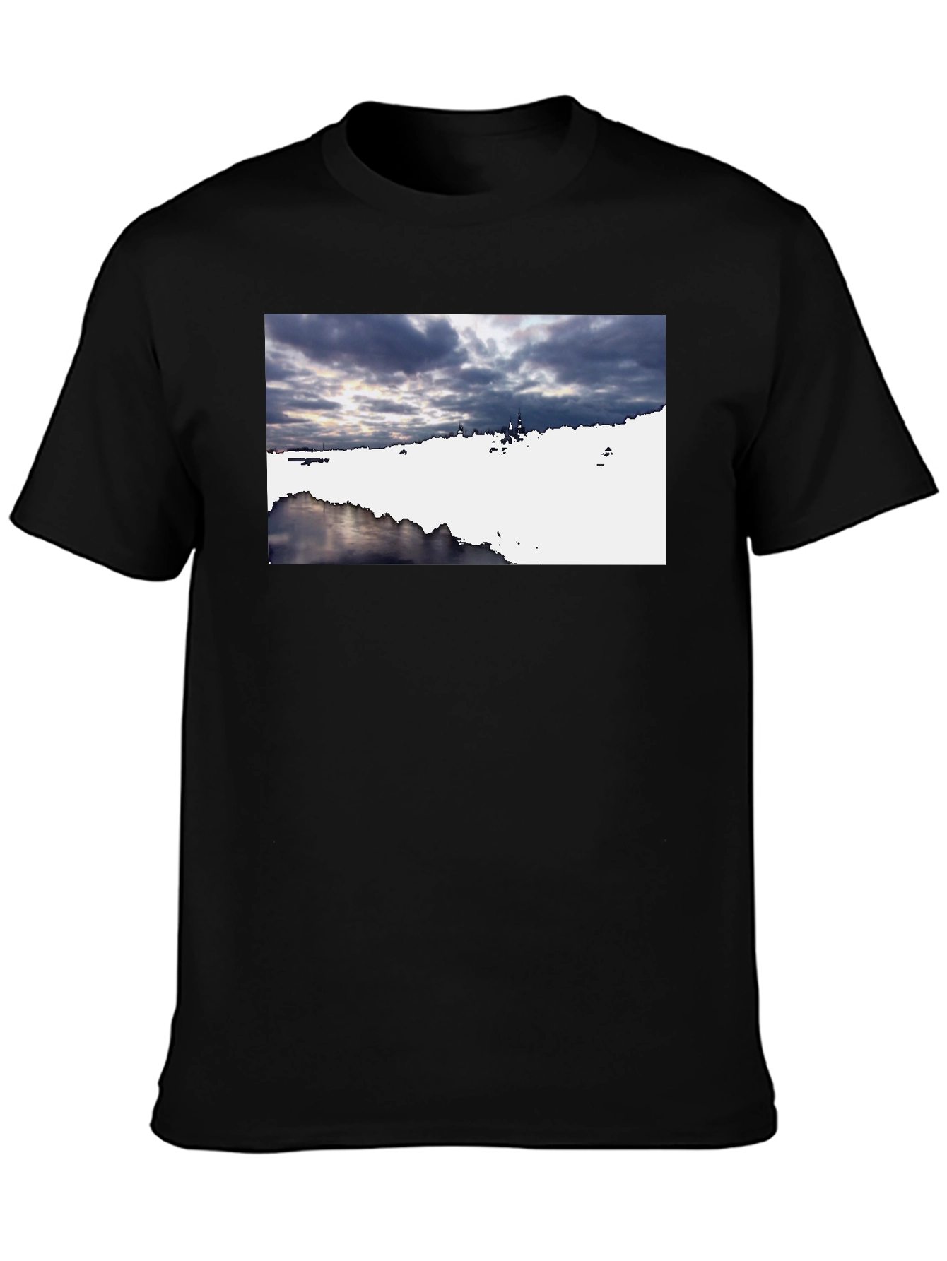 Scenic Landscape Graphic Tee - Black