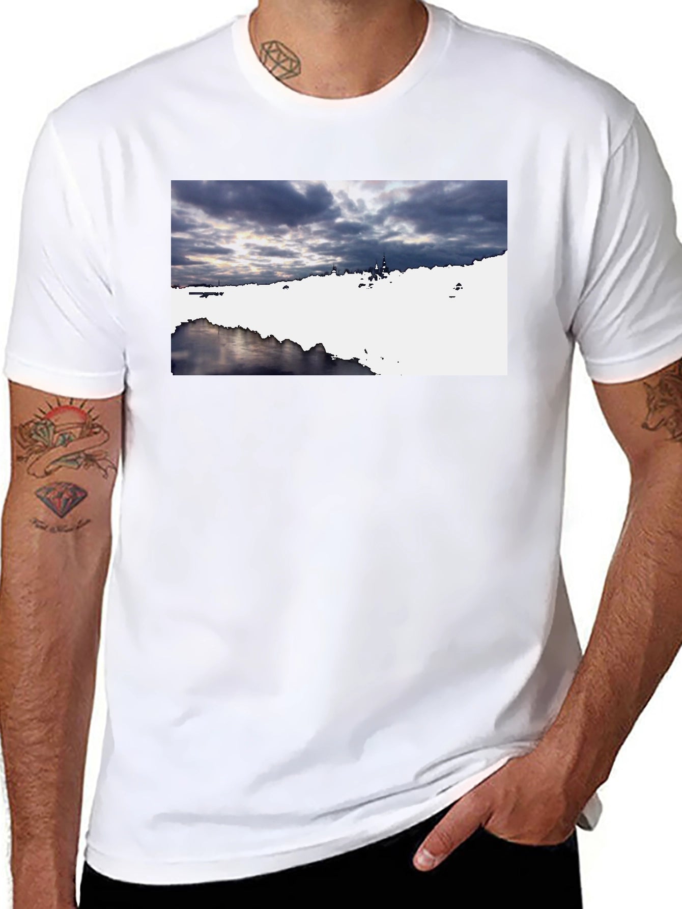 Scenic Landscape Graphic Tee - Black