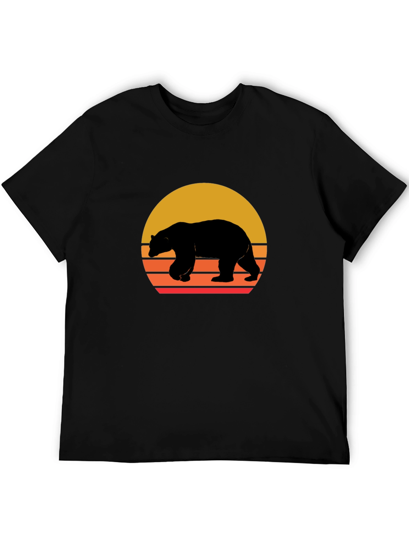 Bear Sunset Graphic Tee - Black Unisex T-Shirt