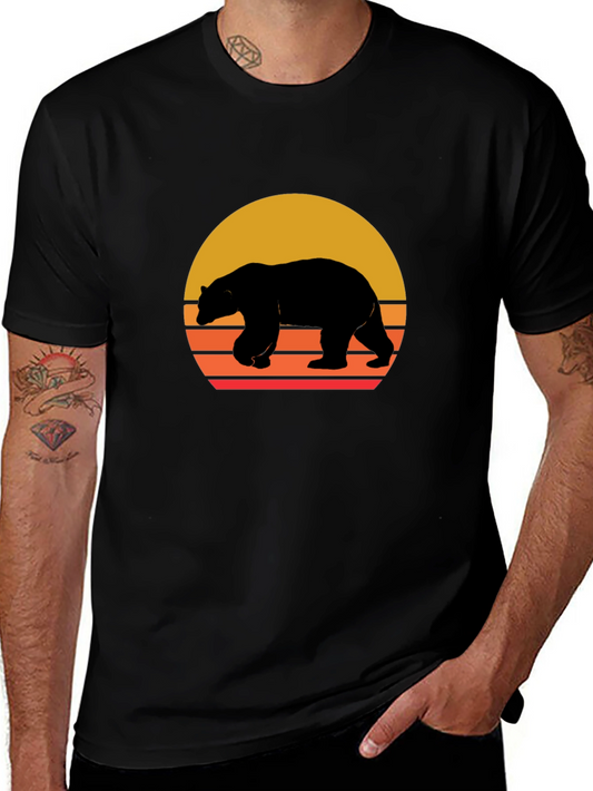 Bear Sunset Graphic Tee - Black Unisex T-Shirt