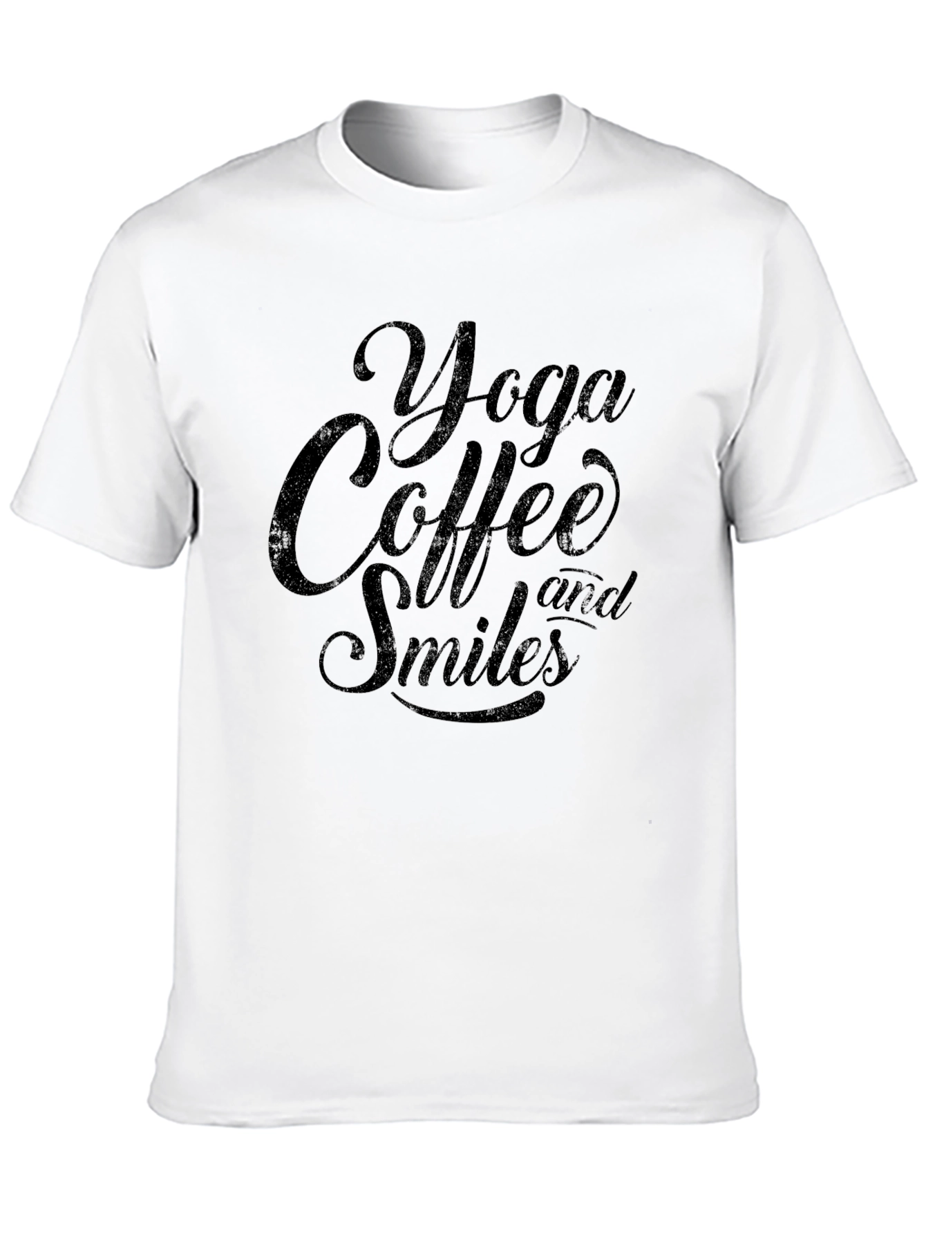 Yoga Coffee and Smiles Black T-Shirt