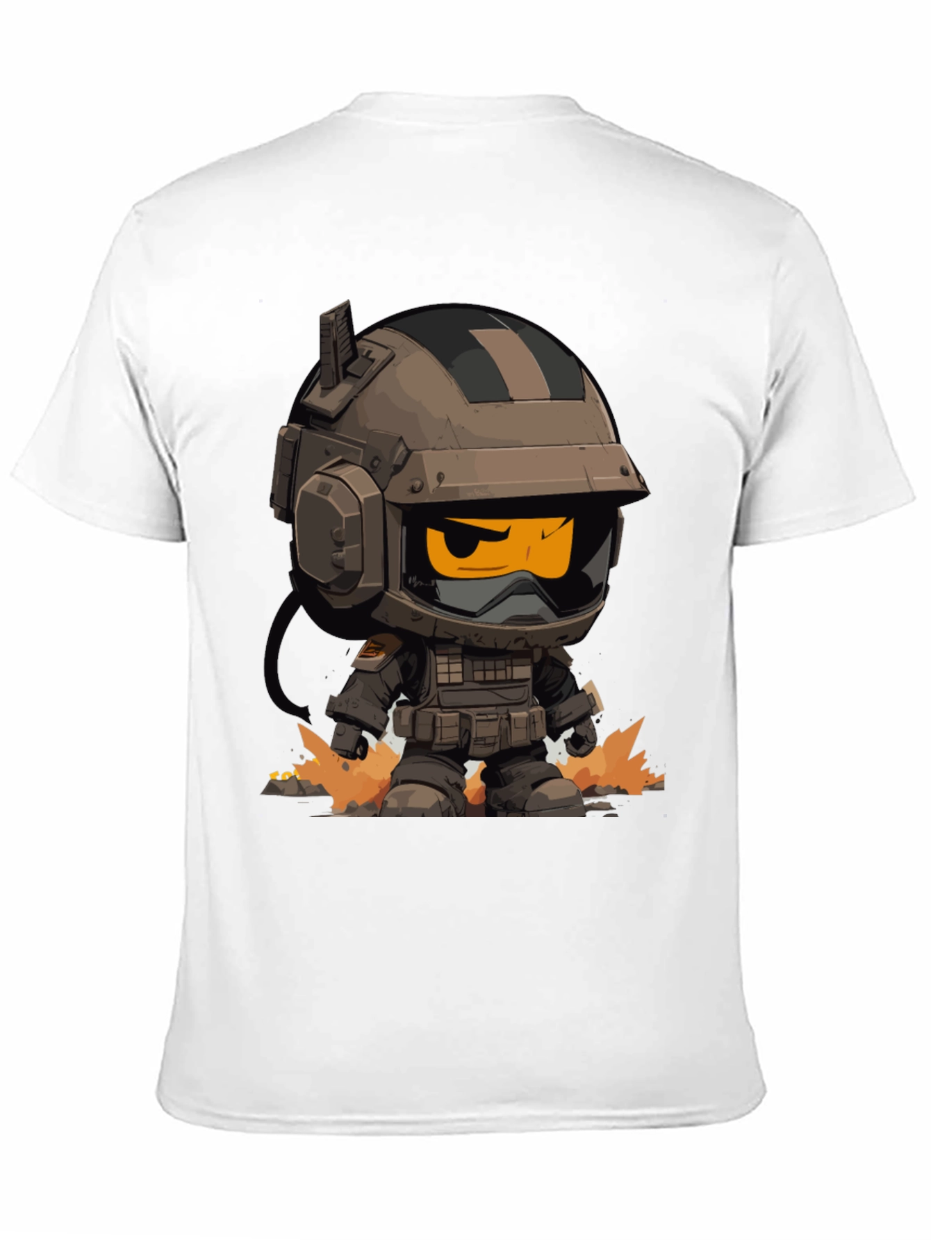 Cartoon Soldier Graphic Tee - Black