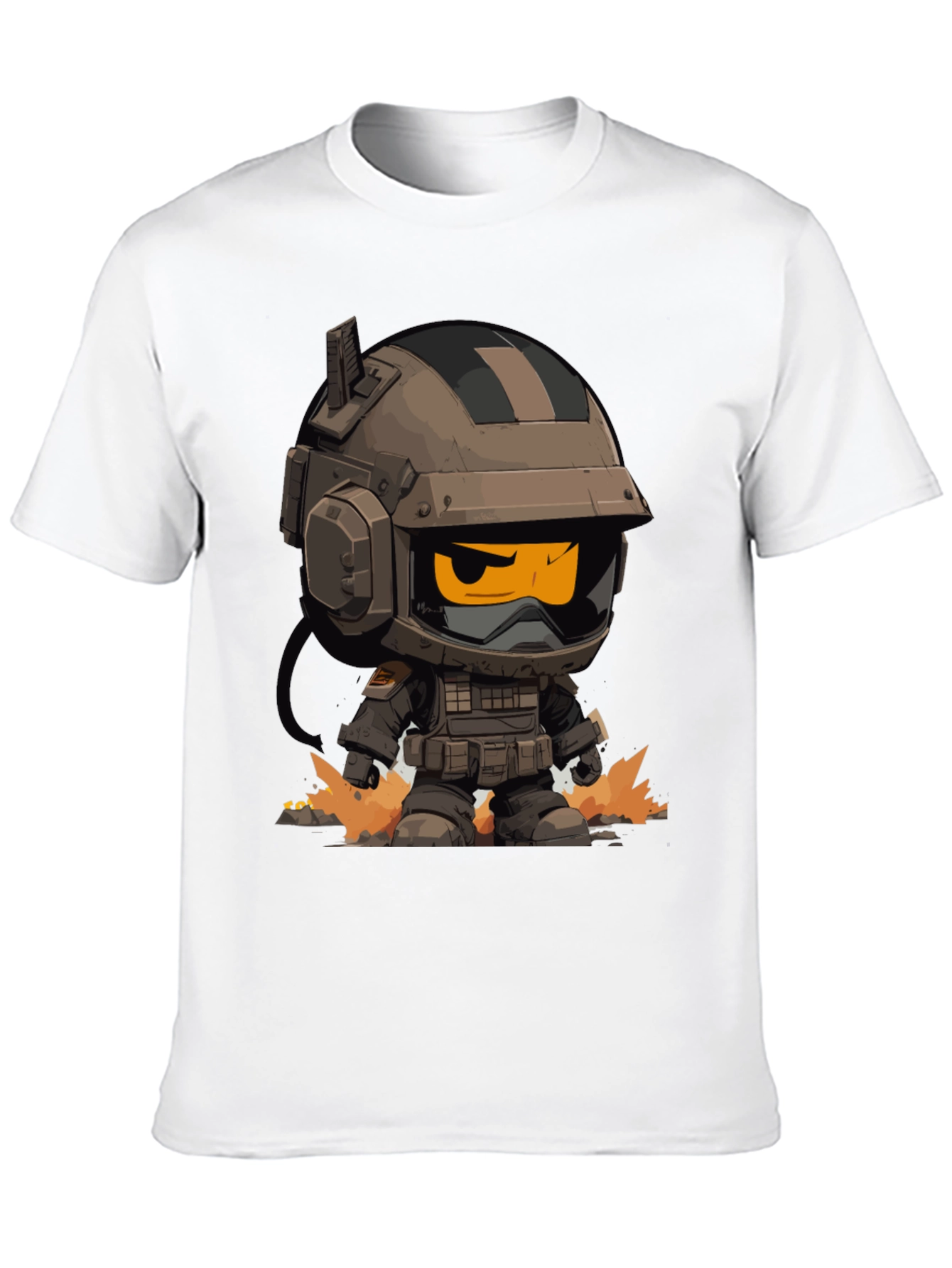 Cartoon Soldier Graphic Tee - Black
