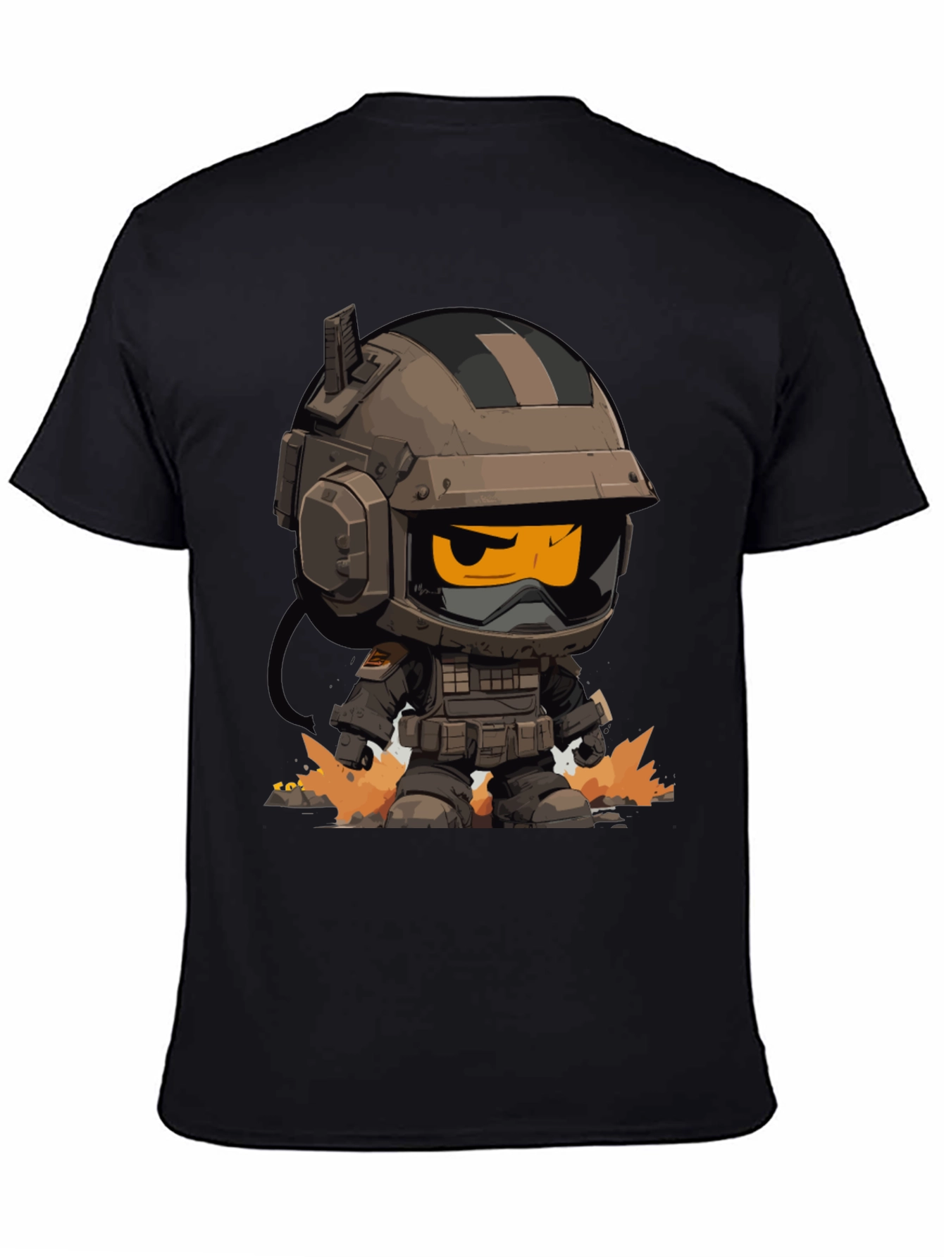 Cartoon Soldier Graphic Tee - Black
