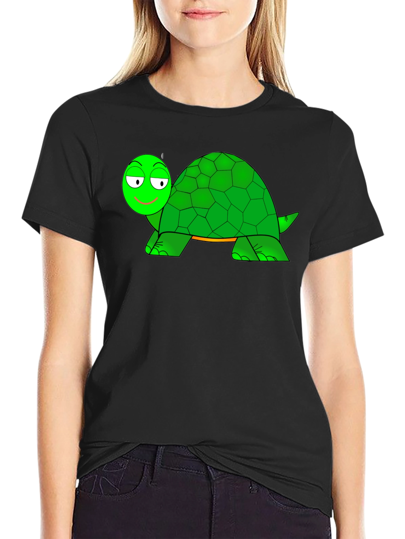 Cartoon Turtle Graphic Black T-Shirt