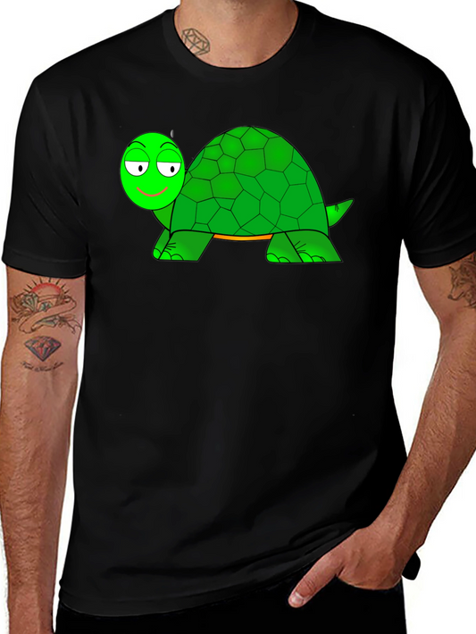 Cartoon Turtle Graphic Black T-Shirt