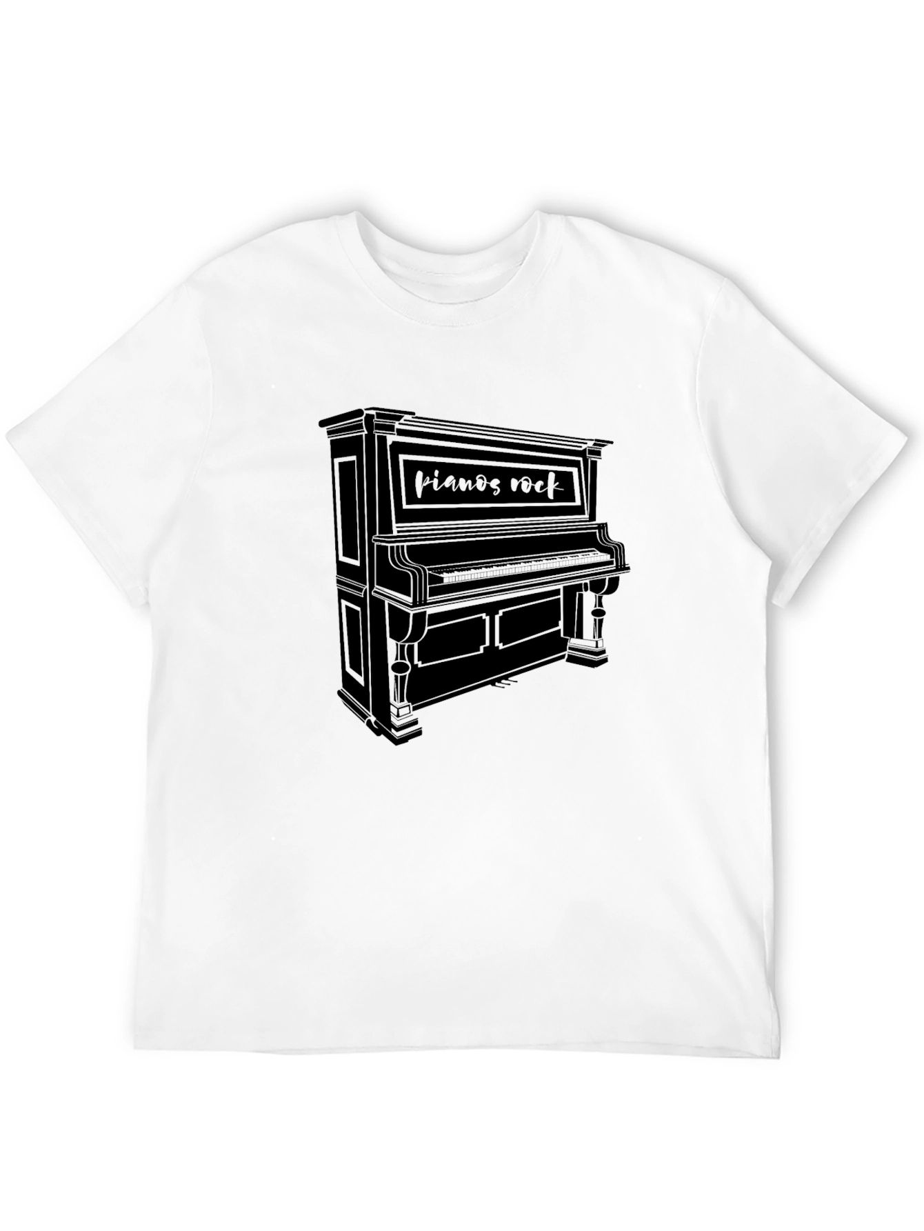 Pianos Rock Mens Black Graphic T-Shirt