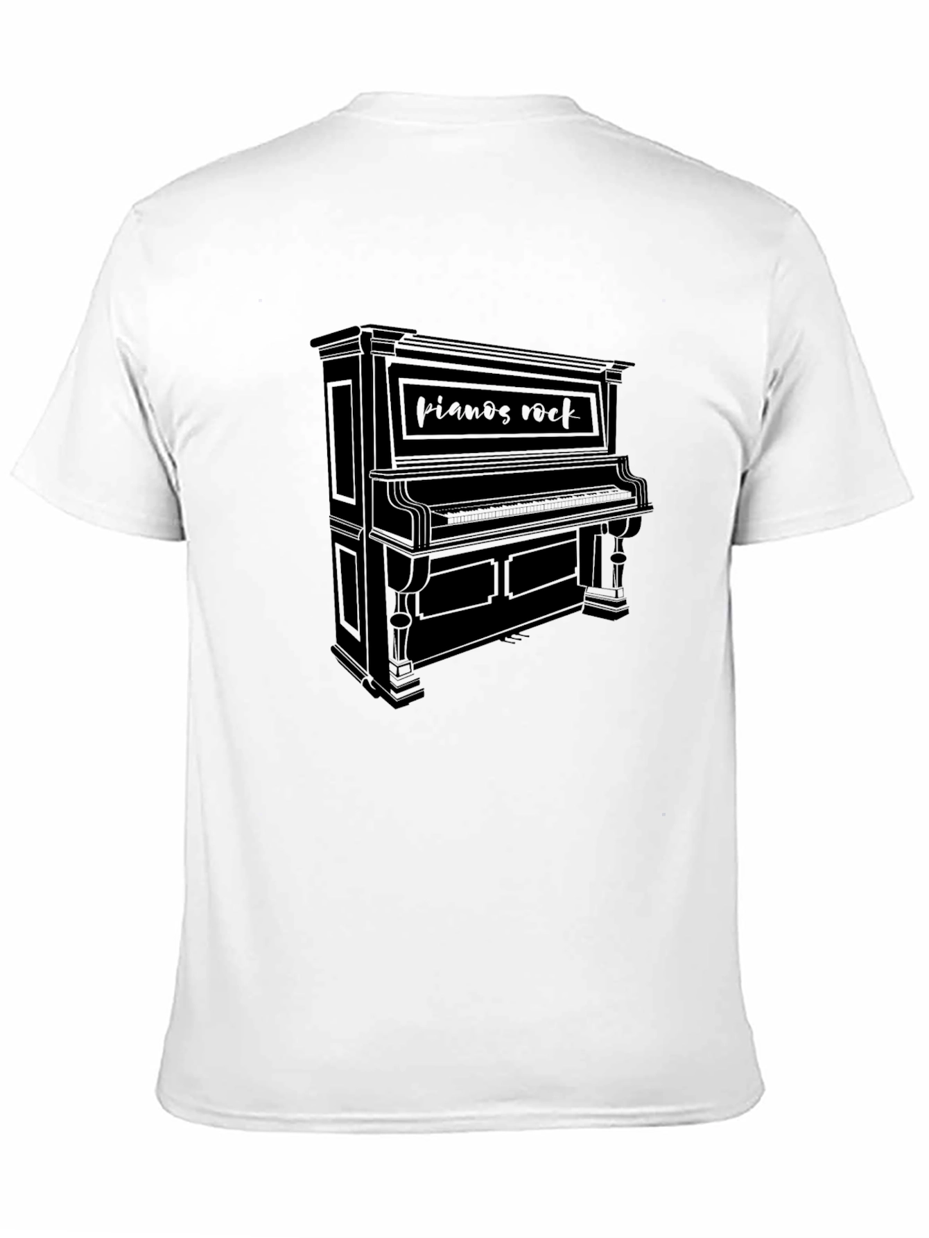 Pianos Rock Mens Black Graphic T-Shirt