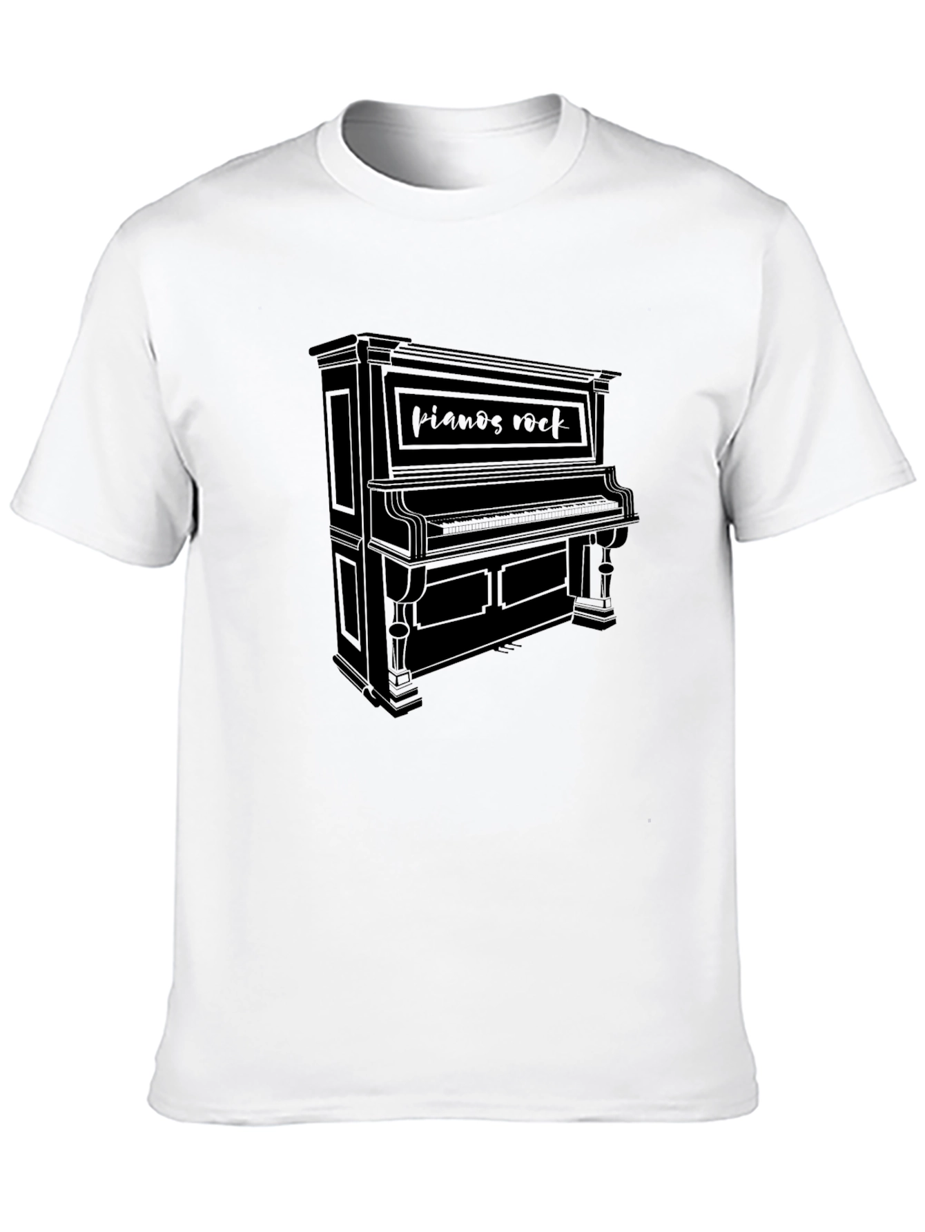 Pianos Rock Mens Black Graphic T-Shirt
