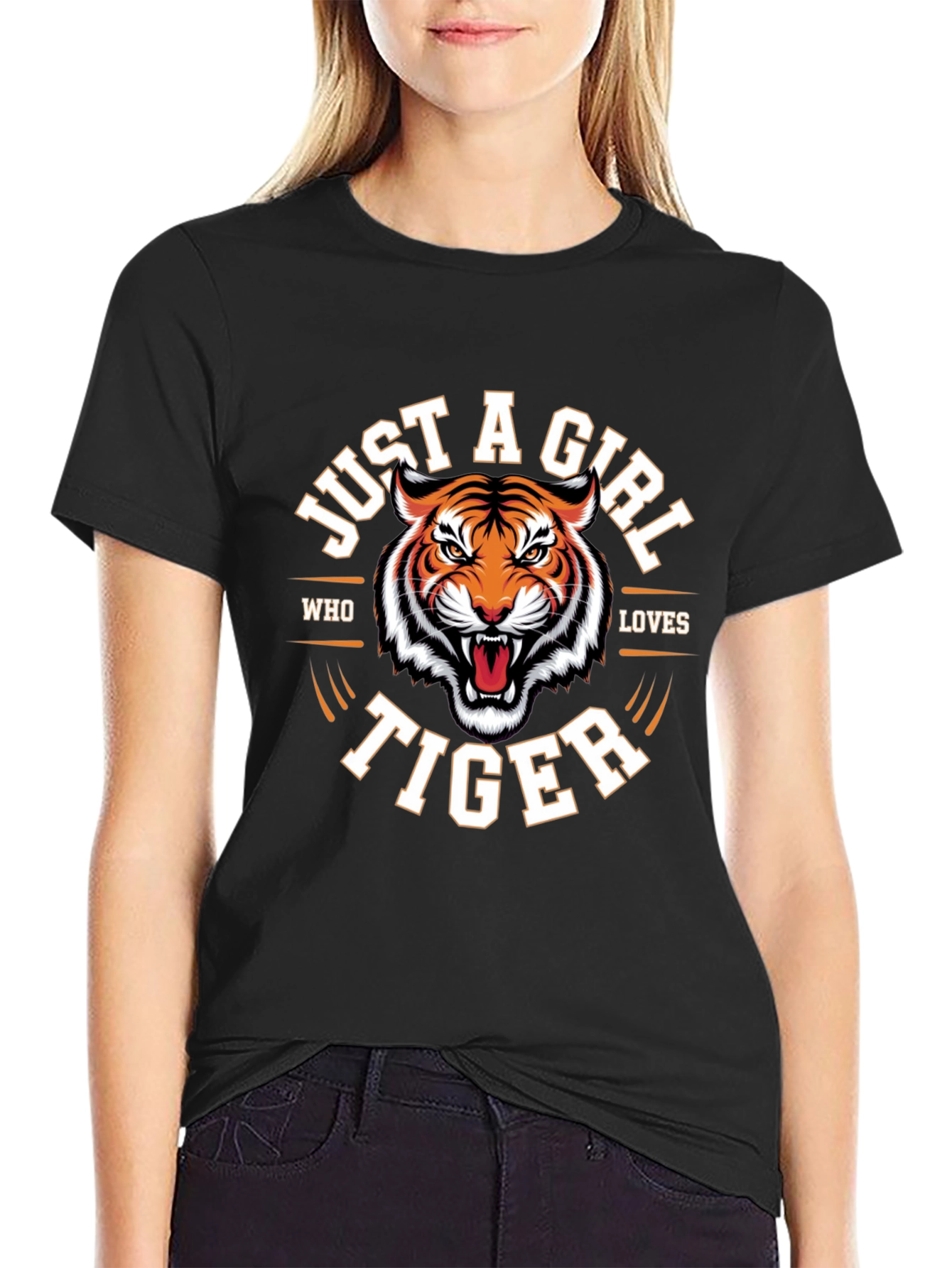 Just A Girl Who Loves Tigers T-Shirt - Black
