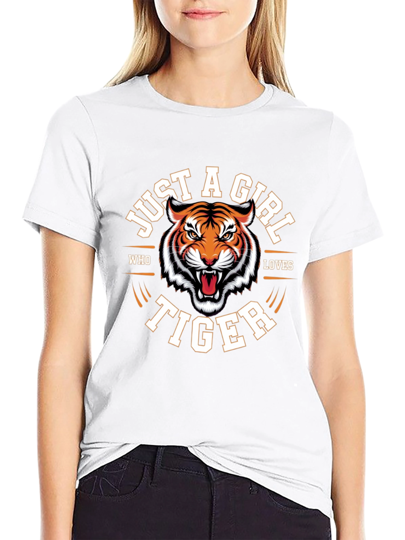 Just A Girl Who Loves Tigers T-Shirt - Black