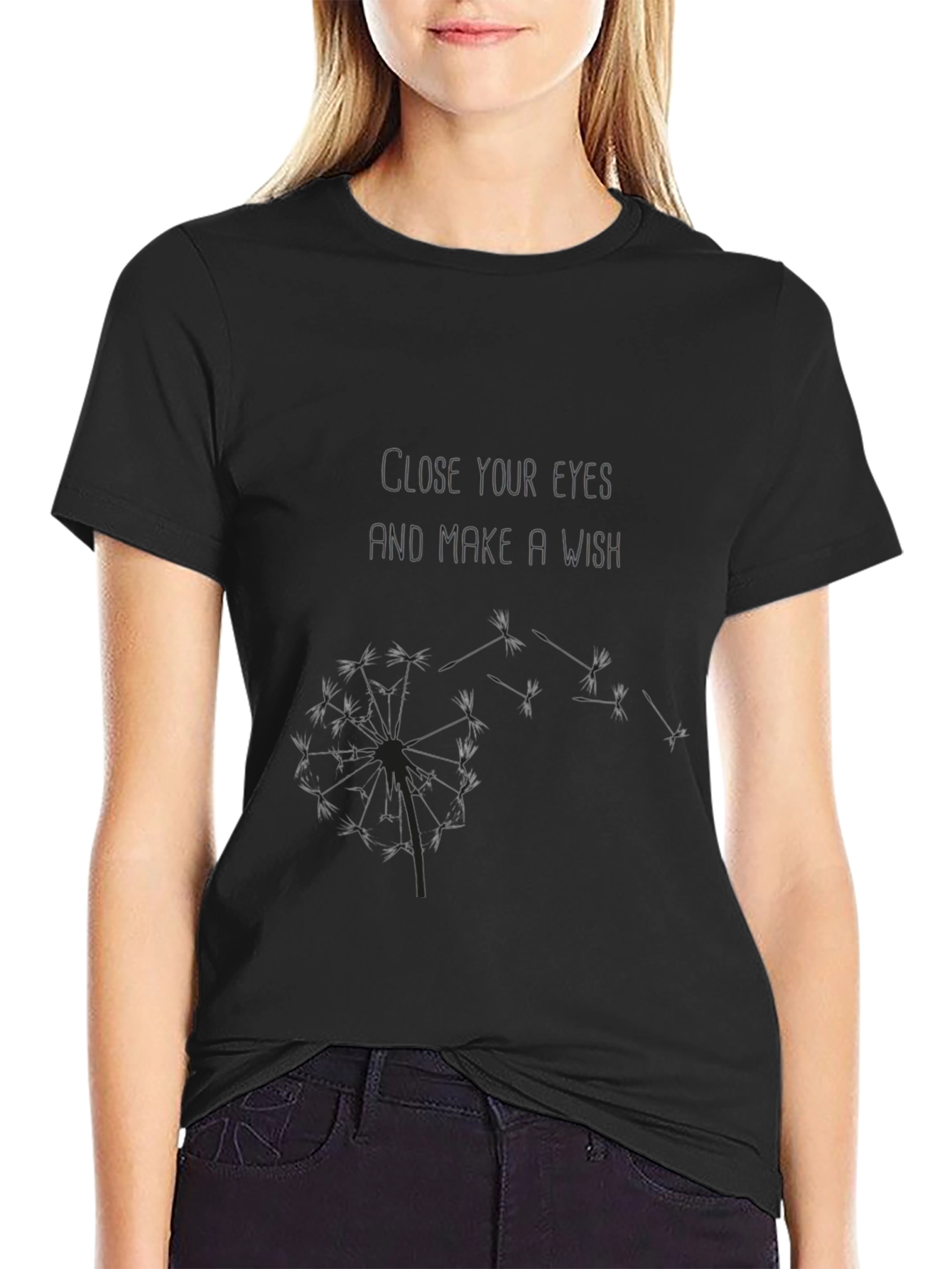Wishful Dandelion Graphic Tee - Black