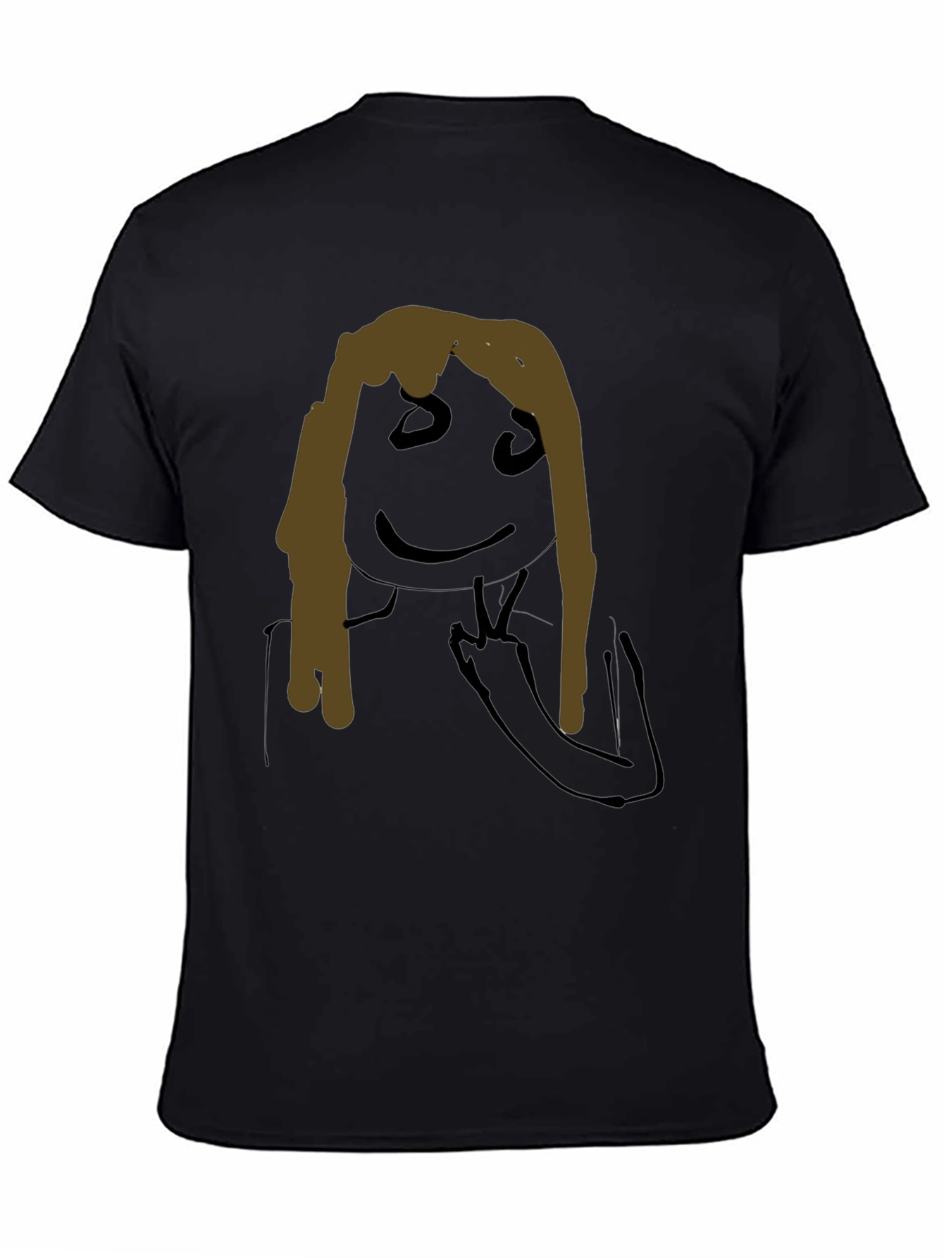 Unique Hand-Drawn Graphic Black T-Shirt