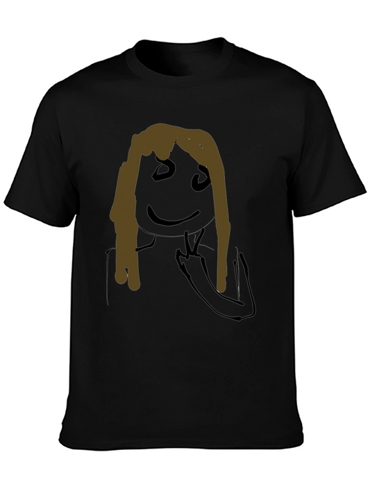 Unique Hand-Drawn Graphic Black T-Shirt