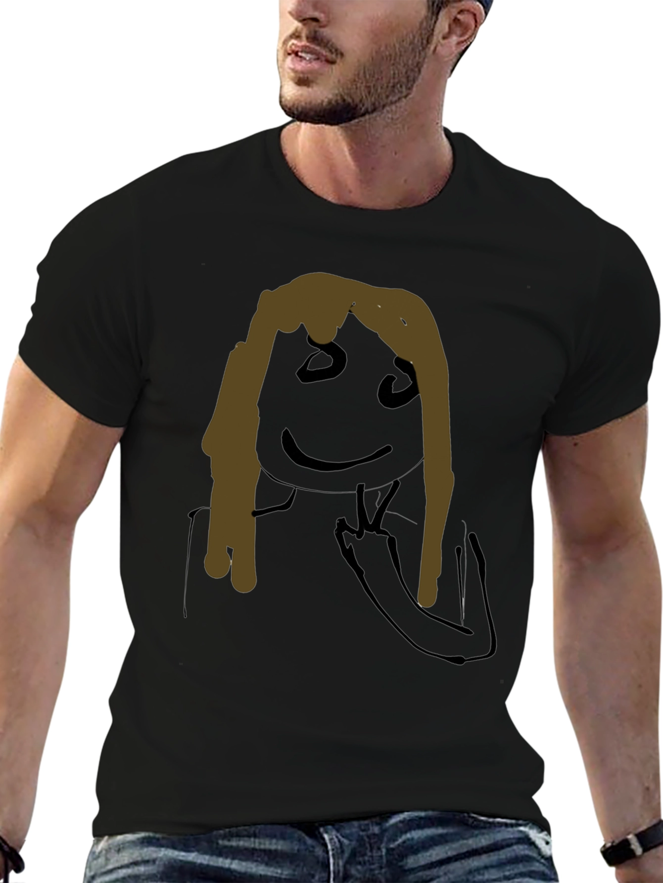 Unique Hand-Drawn Graphic Black T-Shirt