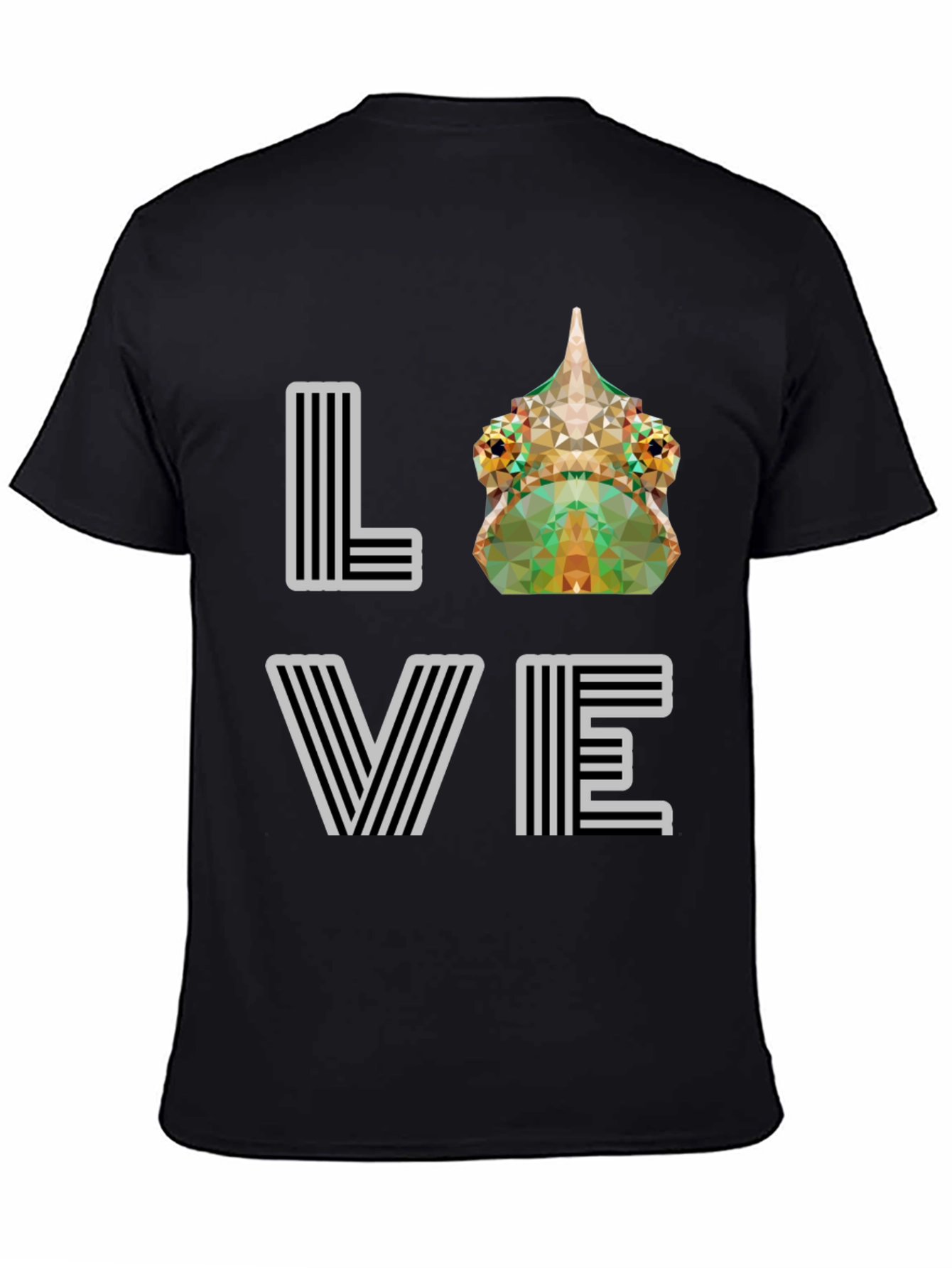Geometric Chameleon LOVE Graphic Tee - Modern Style