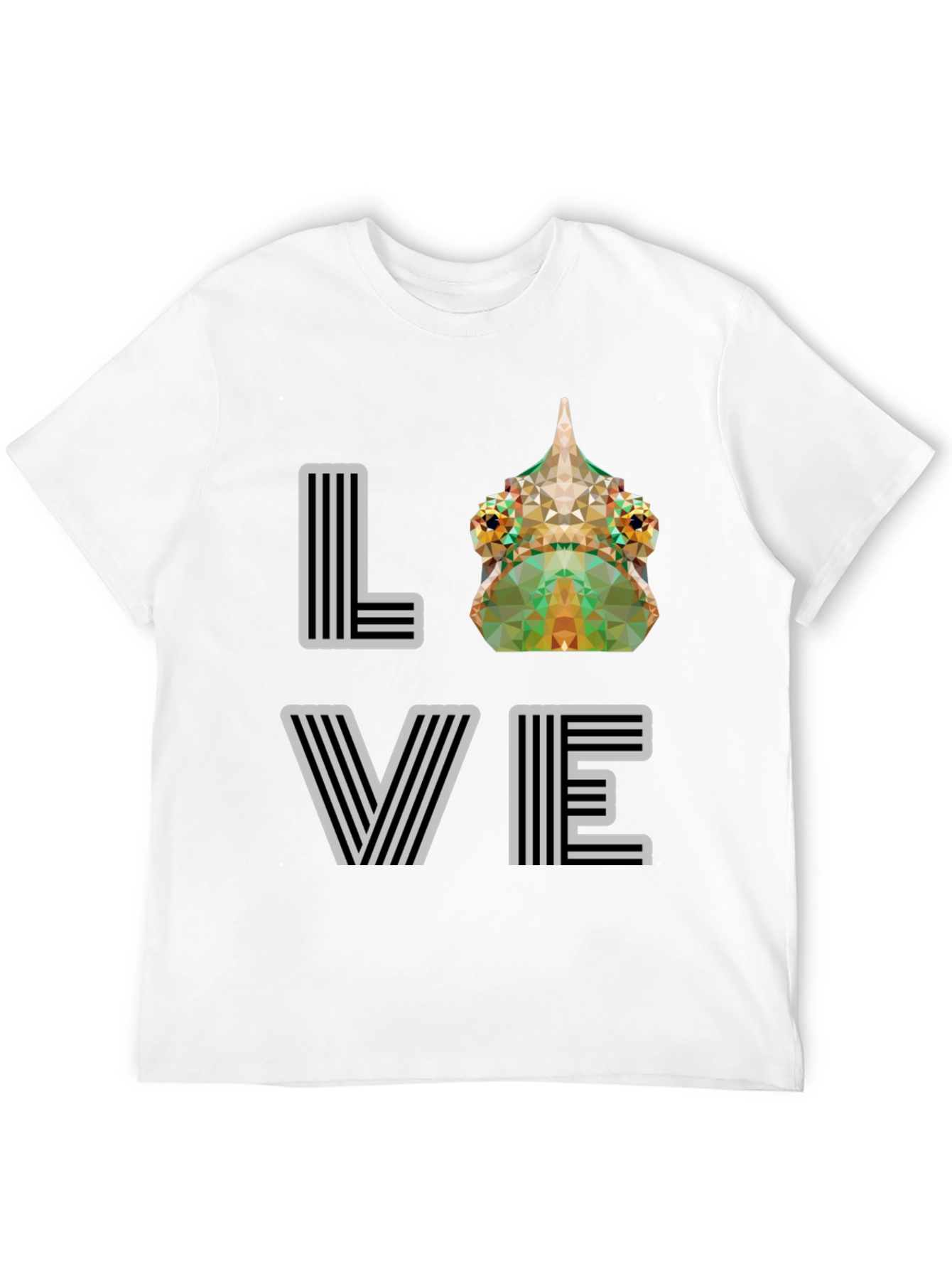 Geometric Chameleon LOVE Graphic Tee - Modern Style
