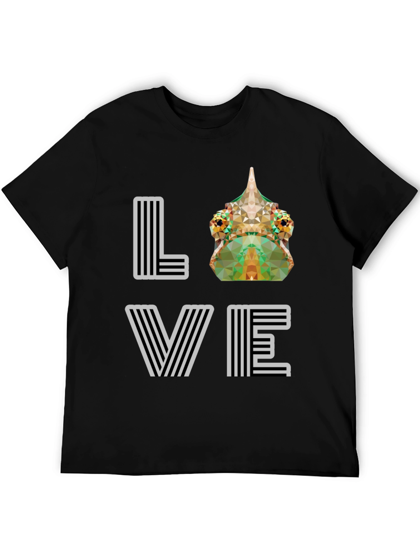 Geometric Chameleon LOVE Graphic Tee - Modern Style