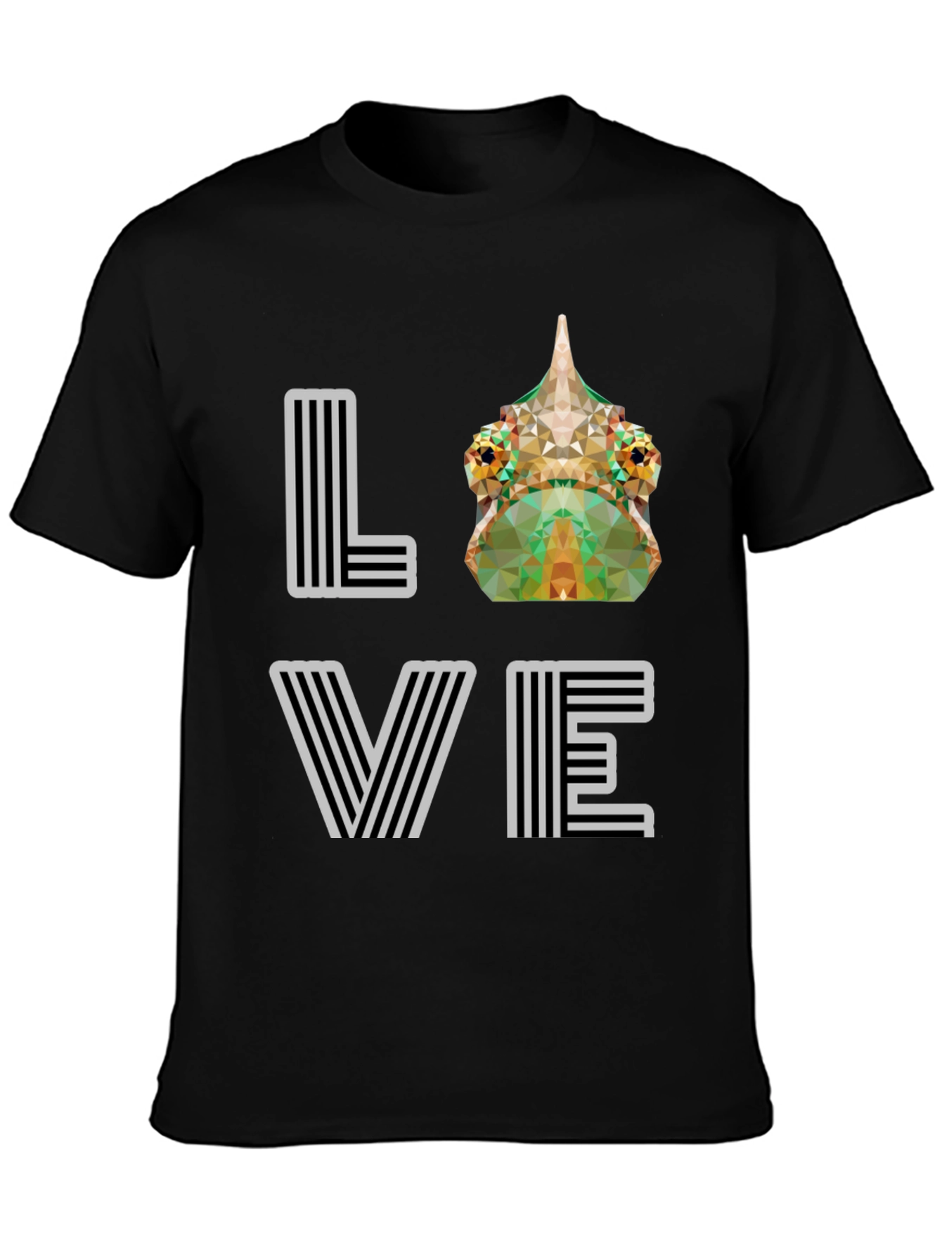 Geometric Chameleon LOVE Graphic Tee - Modern Style